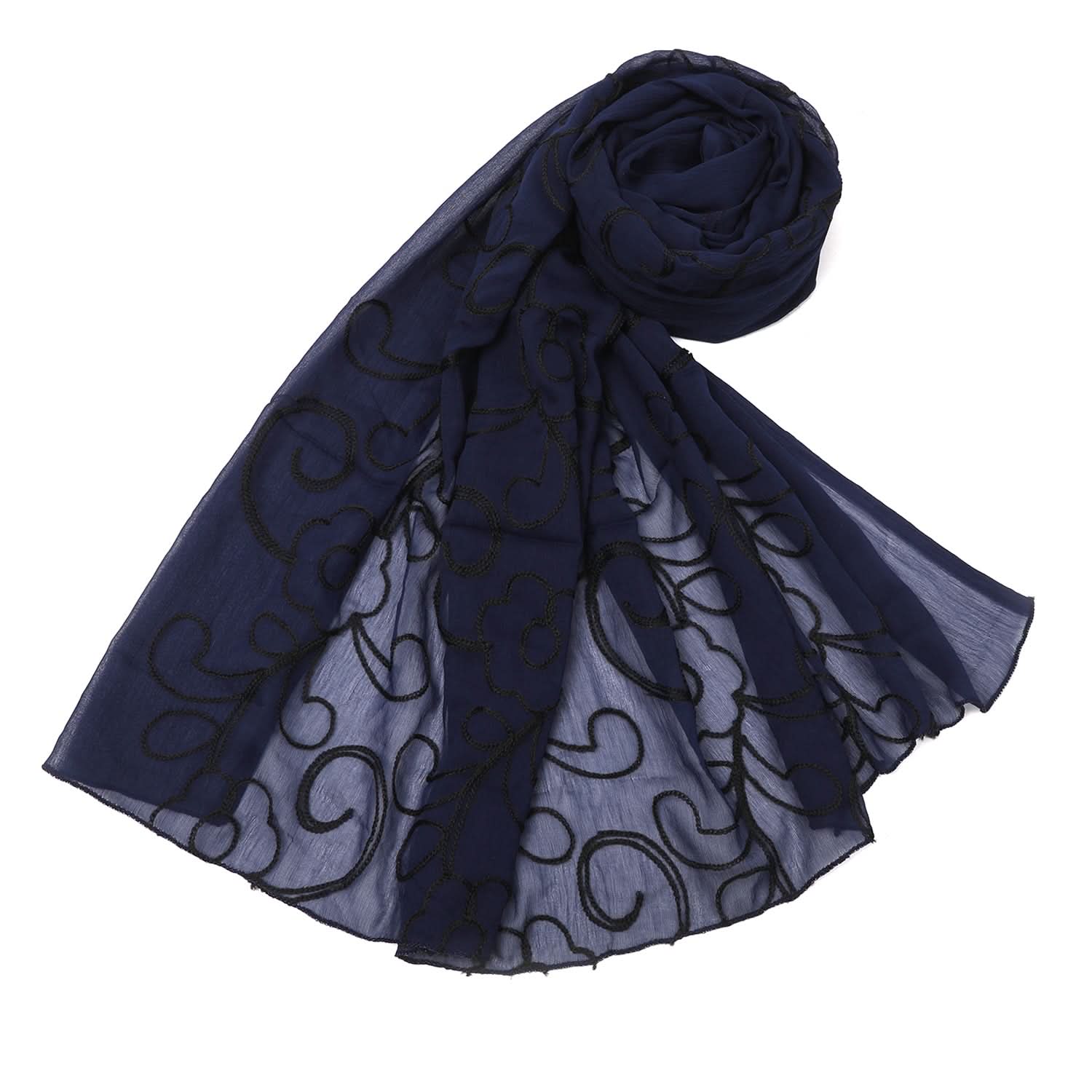 Women's Chiffon Emboridered Dupatta - Navy Blue, Women Dupatta, Chase Value, Chase Value
