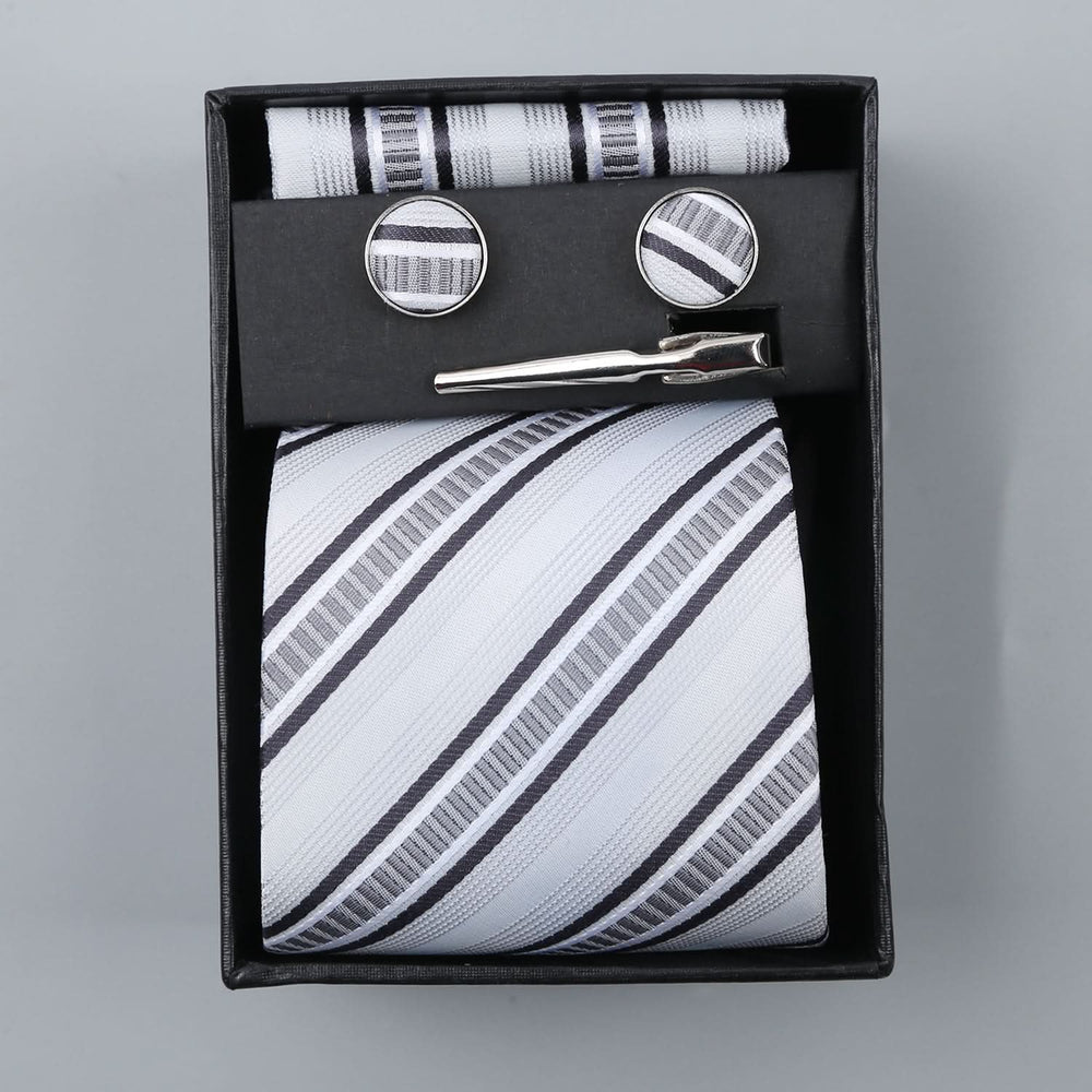 Men's Neck Tie Box With Pin - Off White, Men's Tie, Chase Value, Chase Value