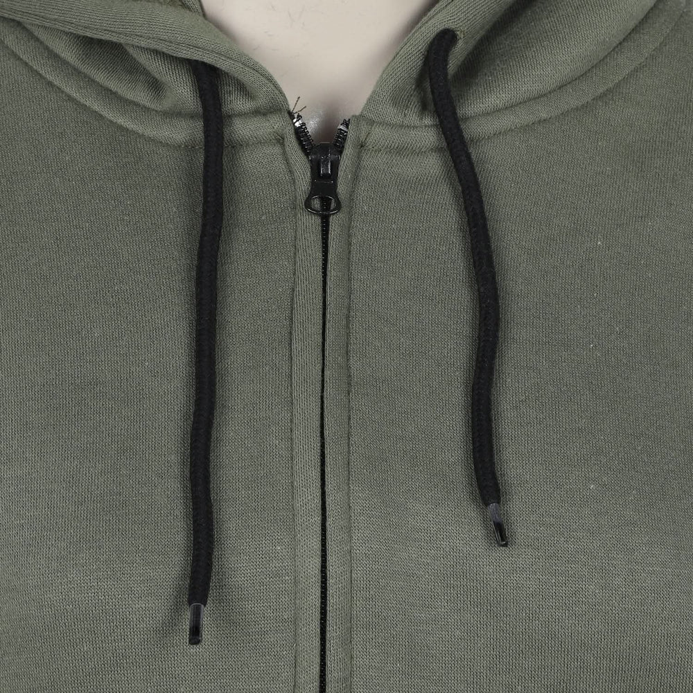 Women Full Sleeves Hoodie Jacket - Olive Green, Women Sweatshirts & Hoodies, Chase Value, Chase Value