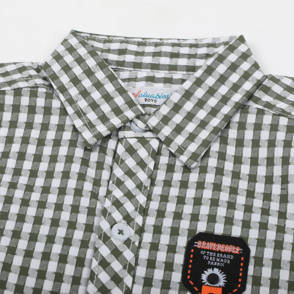 Boys Half Sleeves Causal Shirt - Olive Green, Boys Shirts, Chase Value, Chase Value