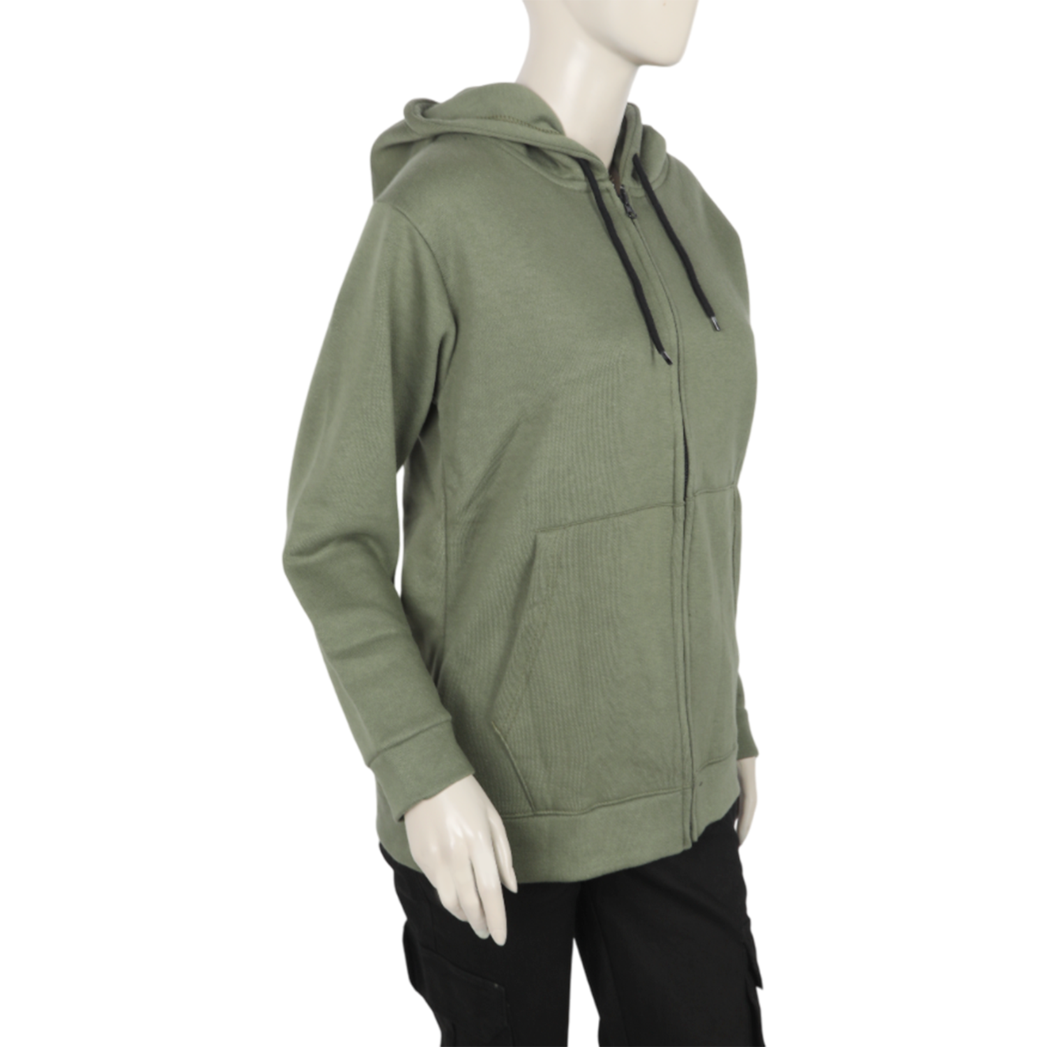 Women Full Sleeves Hoodie Jacket - Olive Green, Women Sweatshirts & Hoodies, Chase Value, Chase Value