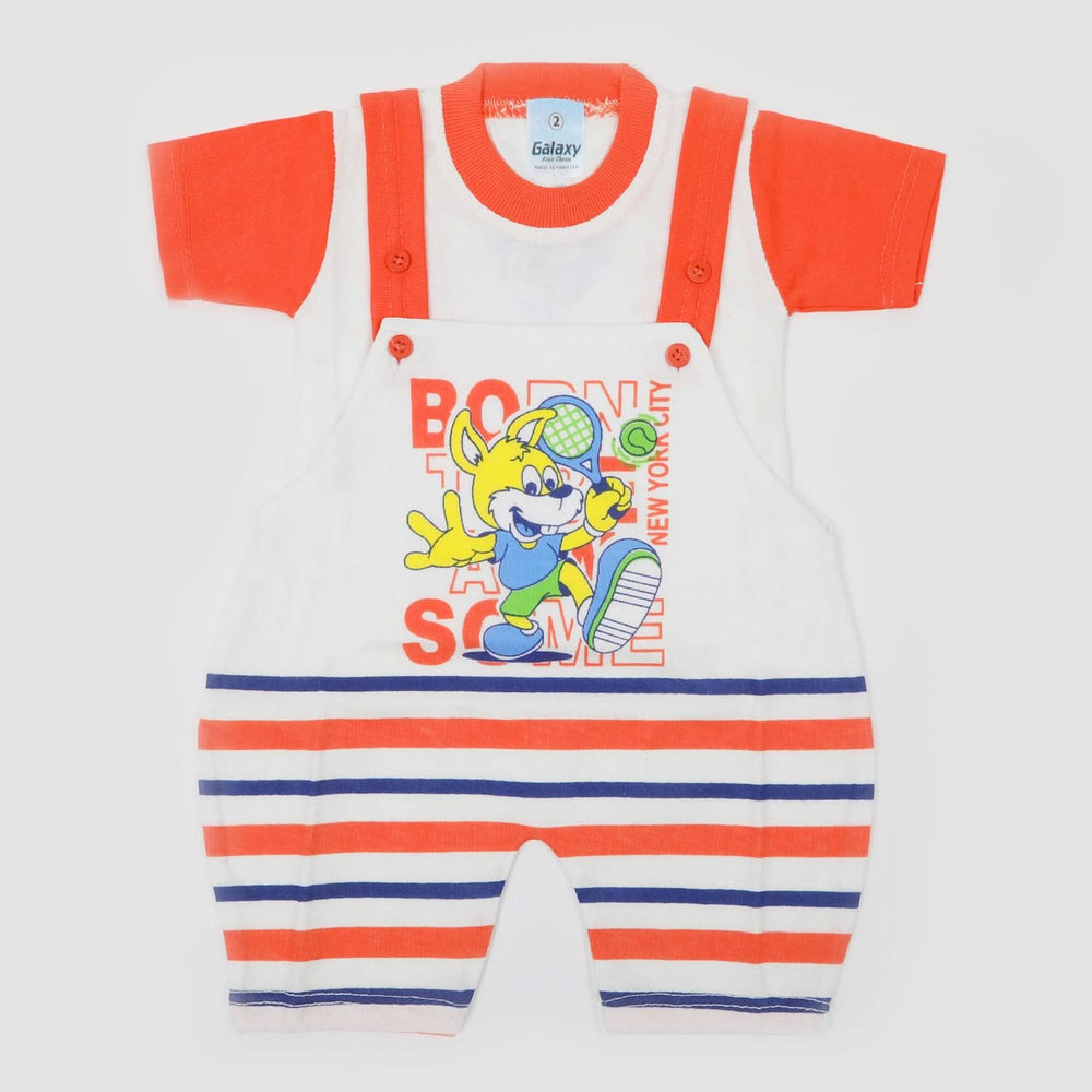 Newborn Boys Half Sleeves Romper - Orange, Newborn Boys Rompers, Chase Value, Chase Value