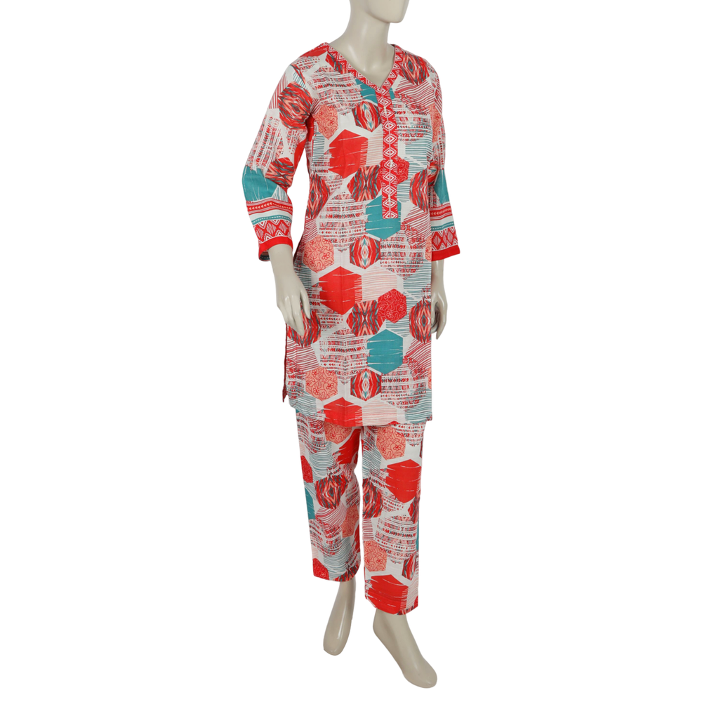 Women's Digital Printed Khaddar 2pcs Suit - Orange, Women Shalwar Suits, Chase Value, Chase Value