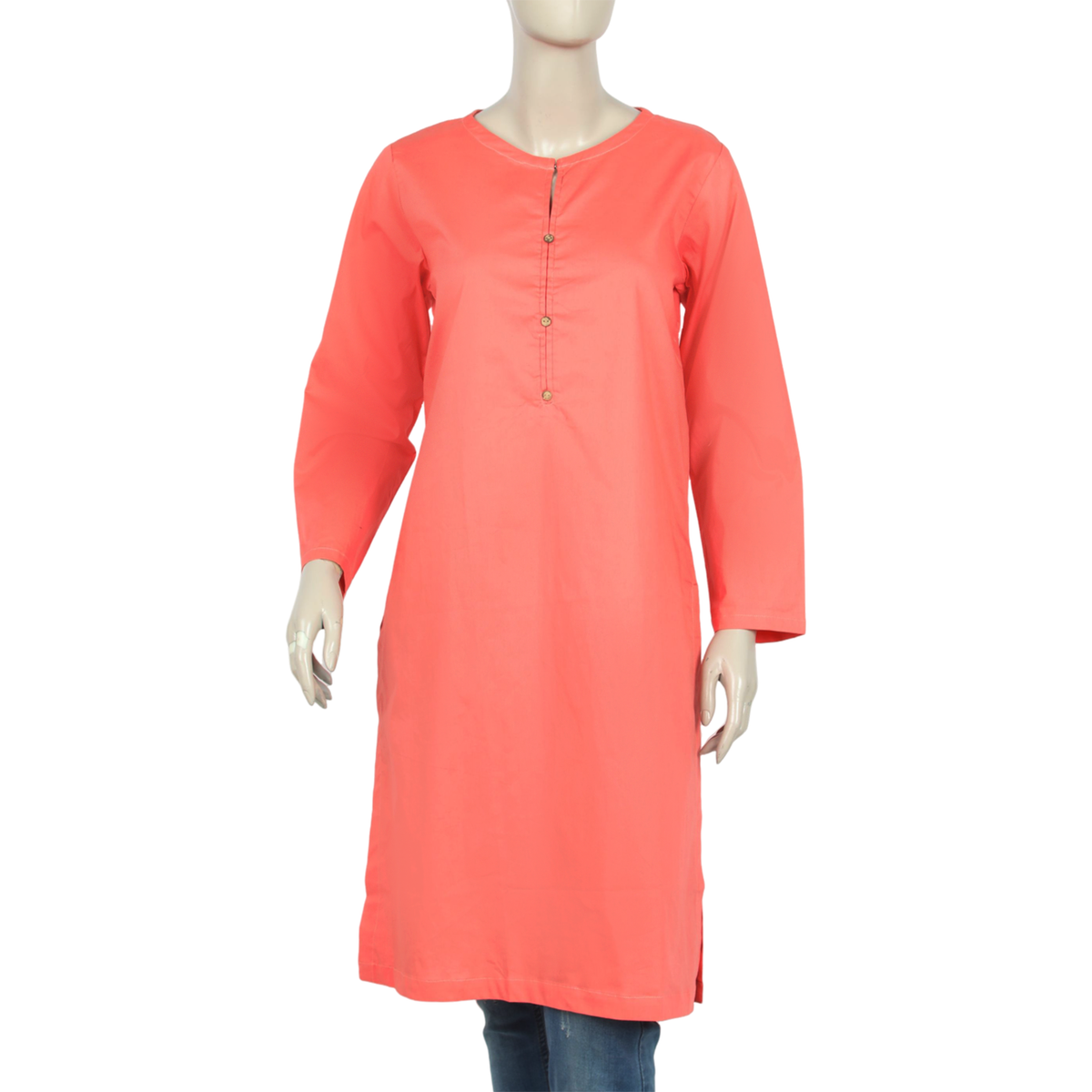 Women's Plain Kurti - Peach, Women Ready Kurtis, Chase Value, Chase Value