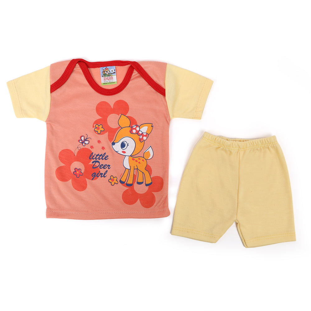 Newborn Girls Half Sleeves Suit - Peach, Newborn Girls Sets & Suits, Chase Value, Chase Value