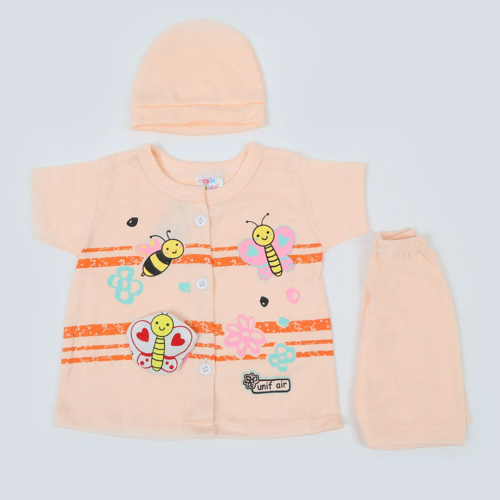 Newborn Girls Half Sleeves Suit - Peach, Newborn Girls Sets & Suits, Chase Value, Chase Value