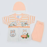 Newborn Girls Half Sleeves Suit - Peach, Newborn Girls Sets & Suits, Chase Value, Chase Value