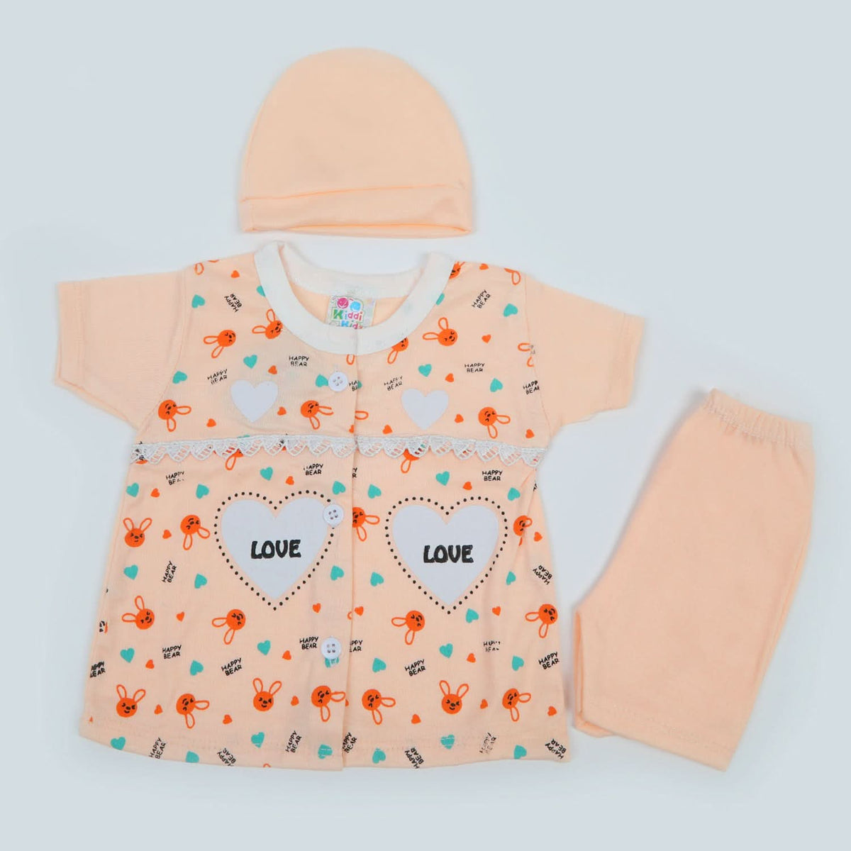 Newborn Girls Half Sleeves Suit - Peach, Newborn Girls Sets & Suits, Chase Value, Chase Value