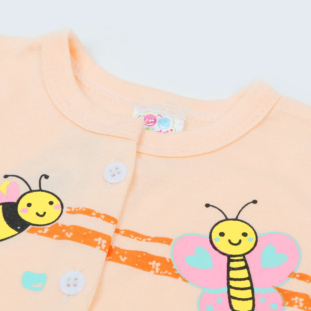 Newborn Girls Half Sleeves Suit - Peach, Newborn Girls Sets & Suits, Chase Value, Chase Value