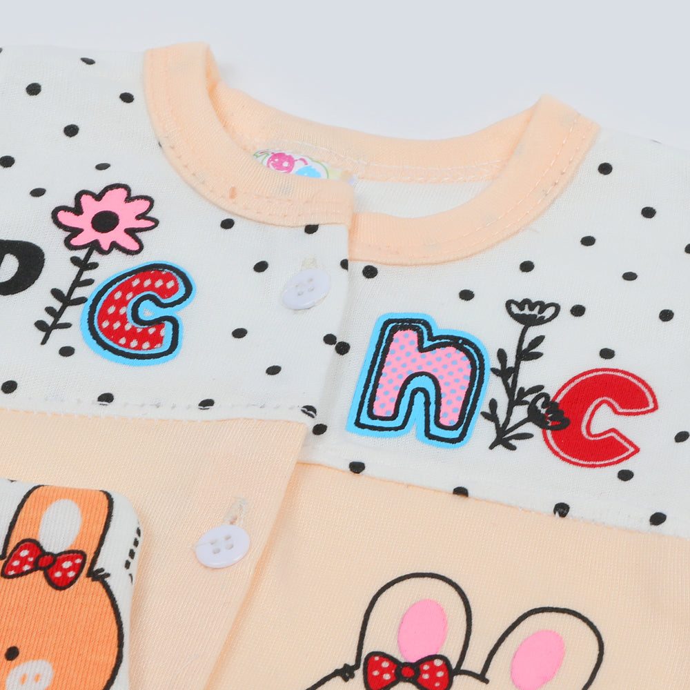 Newborn Girls Half Sleeves Suit - Peach, Newborn Girls Sets & Suits, Chase Value, Chase Value