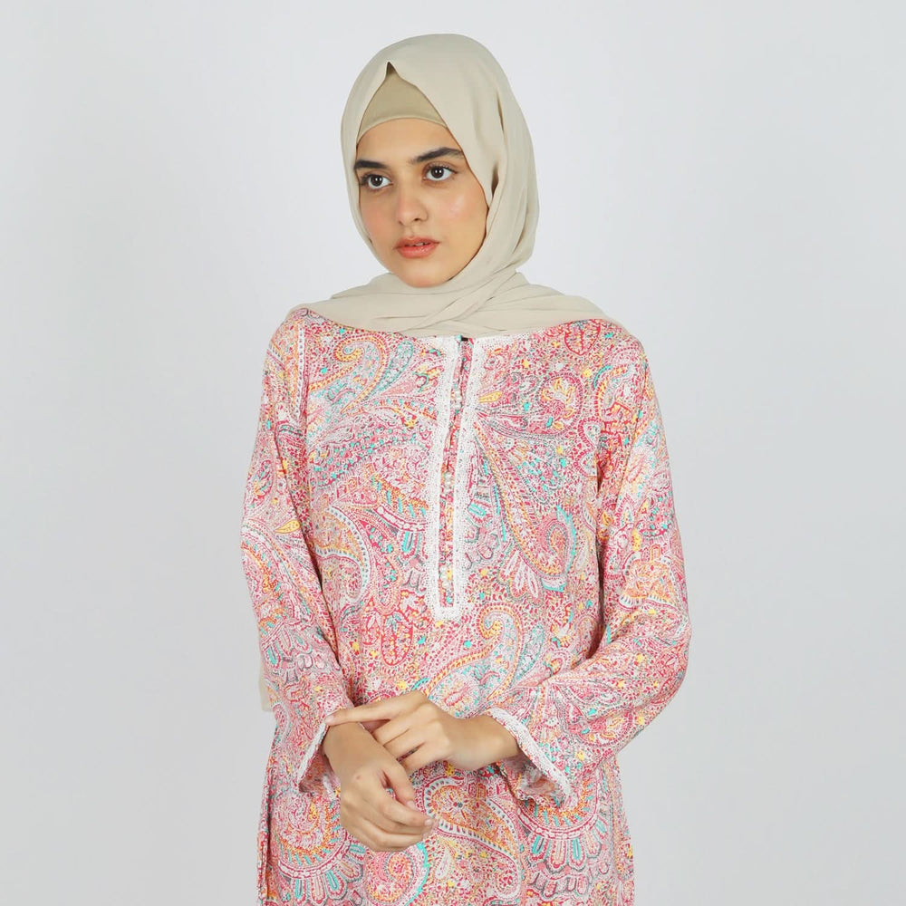 Women's Printed Linen Co-Ord Set - Pink, Women Co-Ord Set, Chase Value, Chase Value