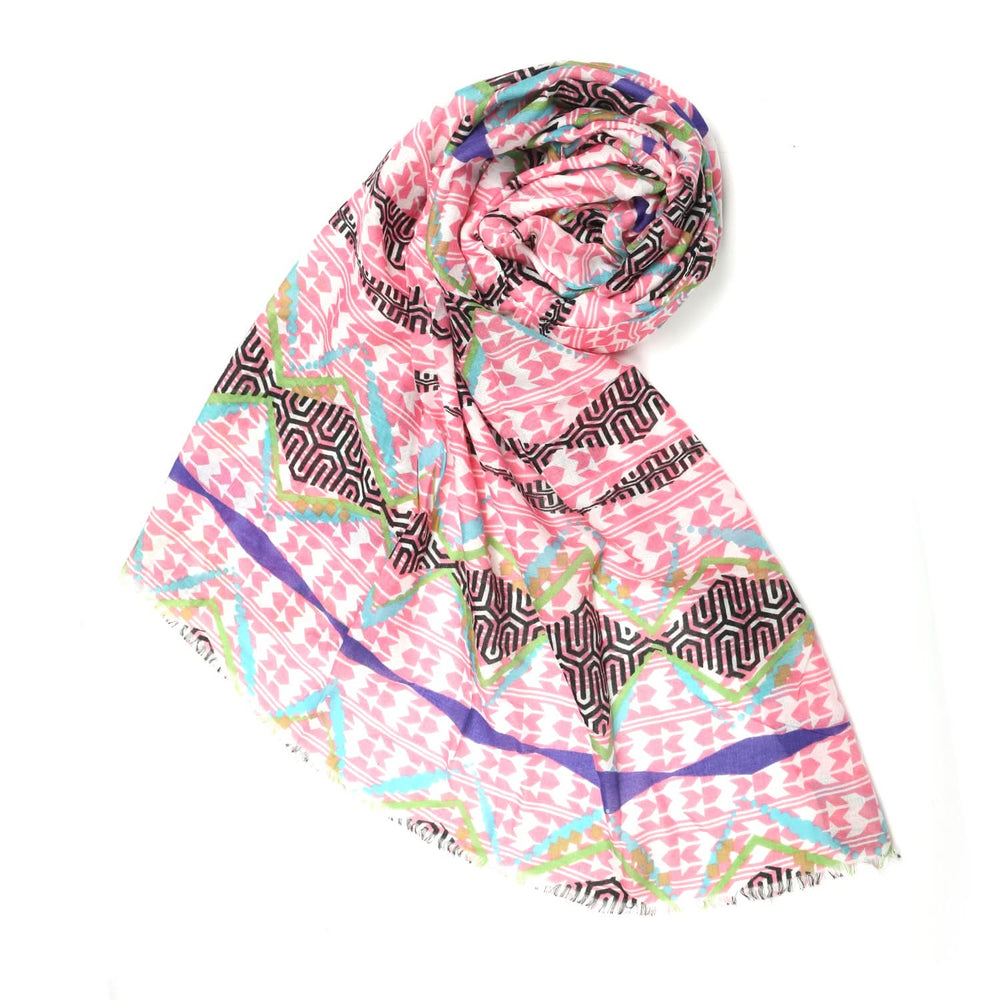 Women's Lawn Print Fancy Scarf - Pink, Women Scarf Pins & Brooches, Chase Value, Chase Value