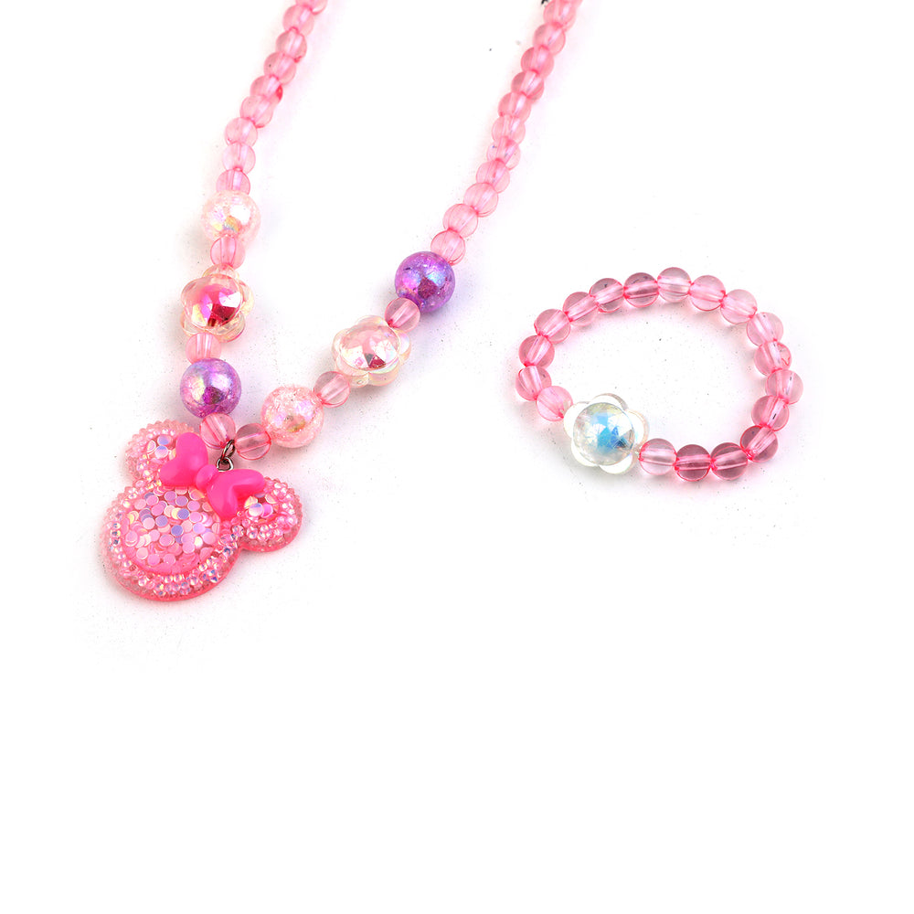 Elegant Beaded Necklace Mala For Girls - Pink, Girls Necklace & Chains, Chase Value, Chase Value