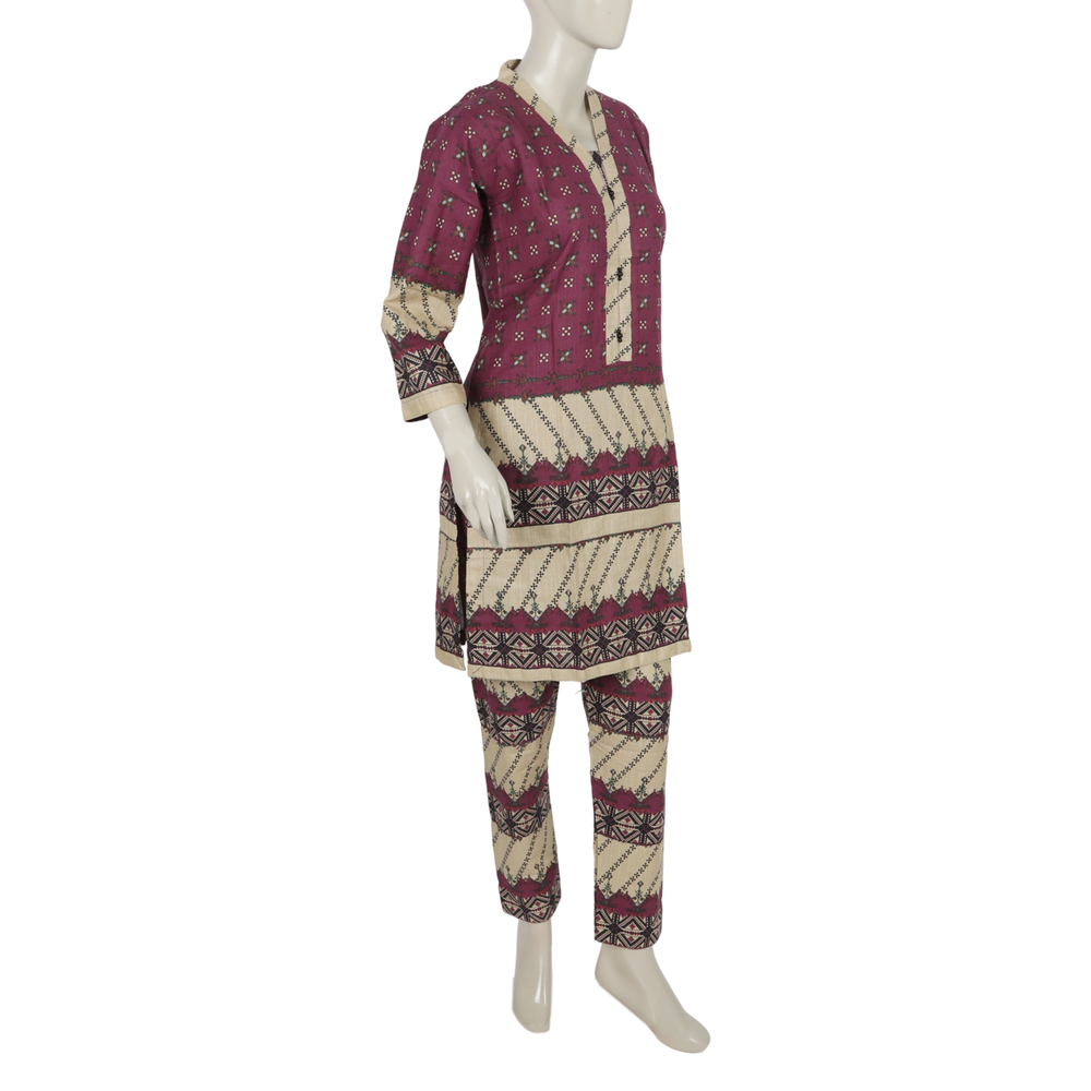 Women's Digital Printed Khaddar 2pcs Suit - Purple, Women Shalwar Suits, Chase Value, Chase Value