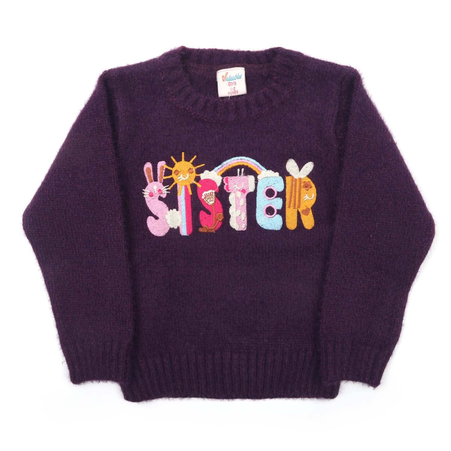 Girls Full Sleeves Sweater - Purple, Girls Sweaters, Chase Value, Chase Value