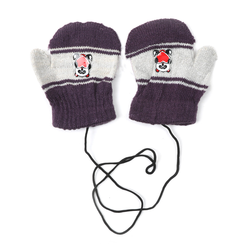Newborn Woolen Gloves - Purple