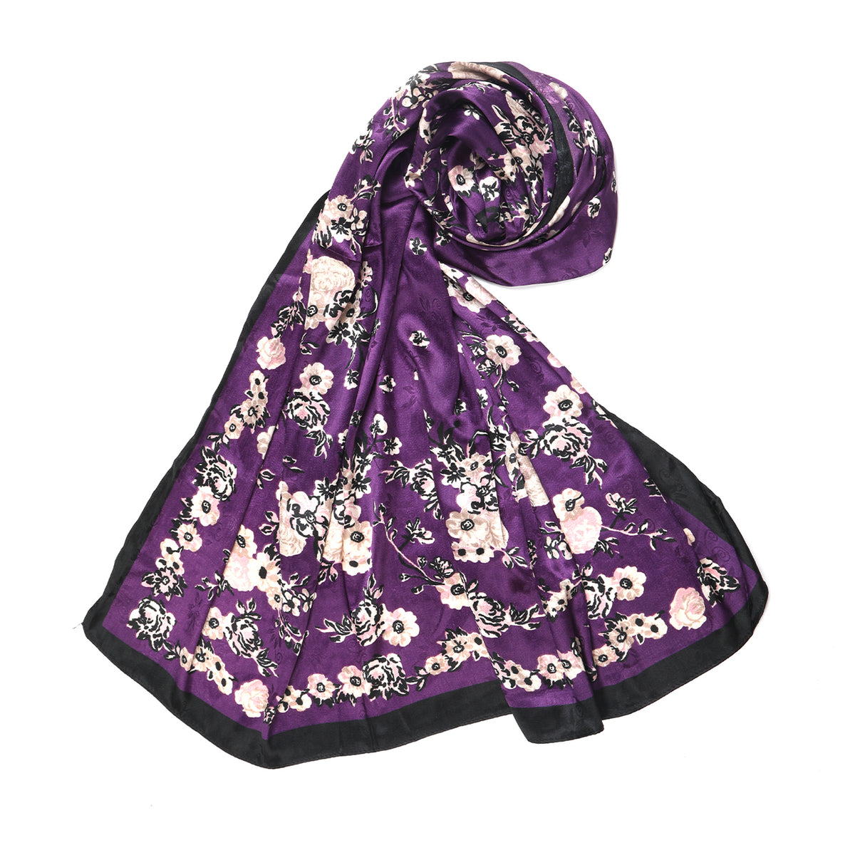 Women's Silk Scarf - Purple, Women Scarf Pins & Brooches, Chase Value, Chase Value