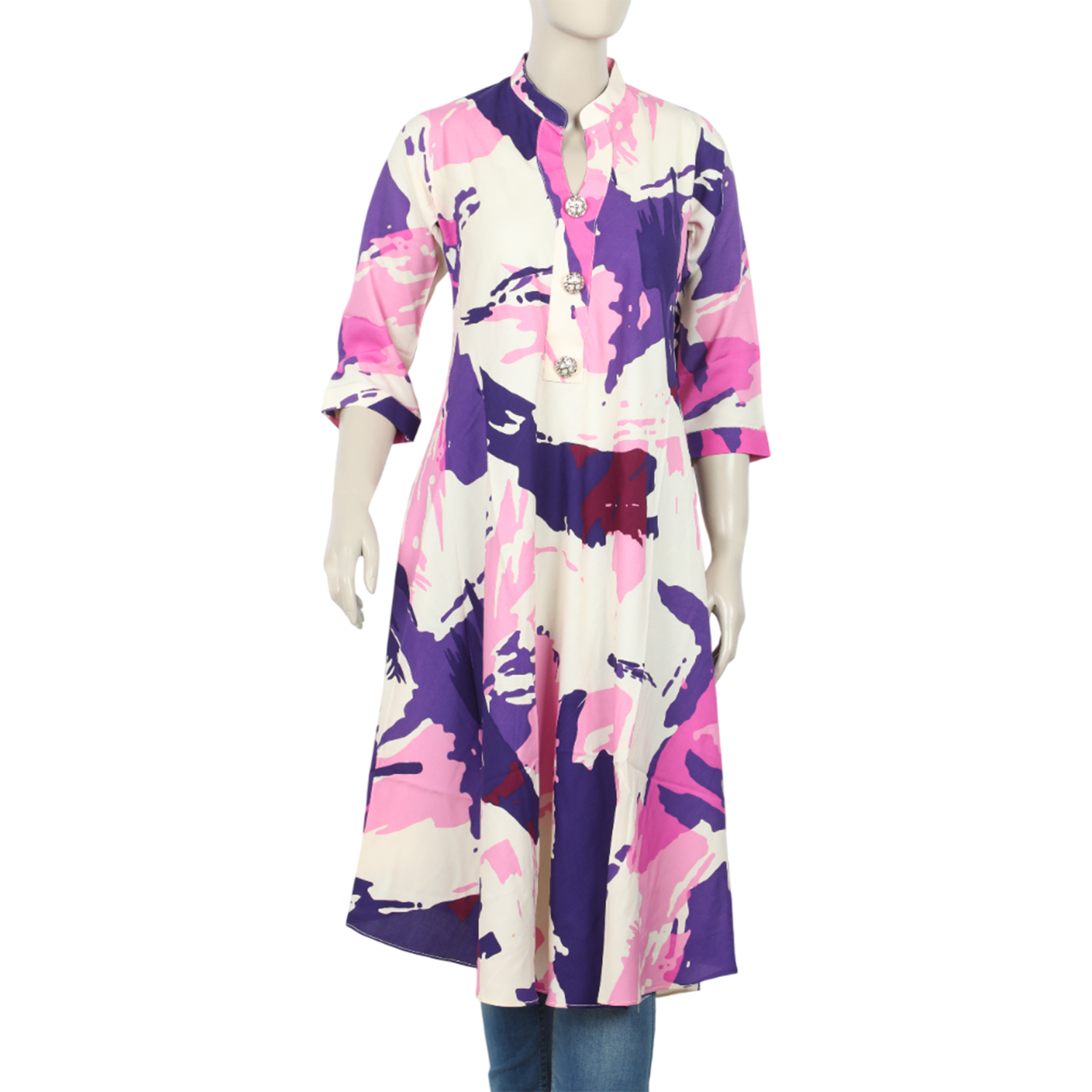 Women's Jalpari Printed Kurti - Purple, Women Ready Kurtis, Chase Value, Chase Value