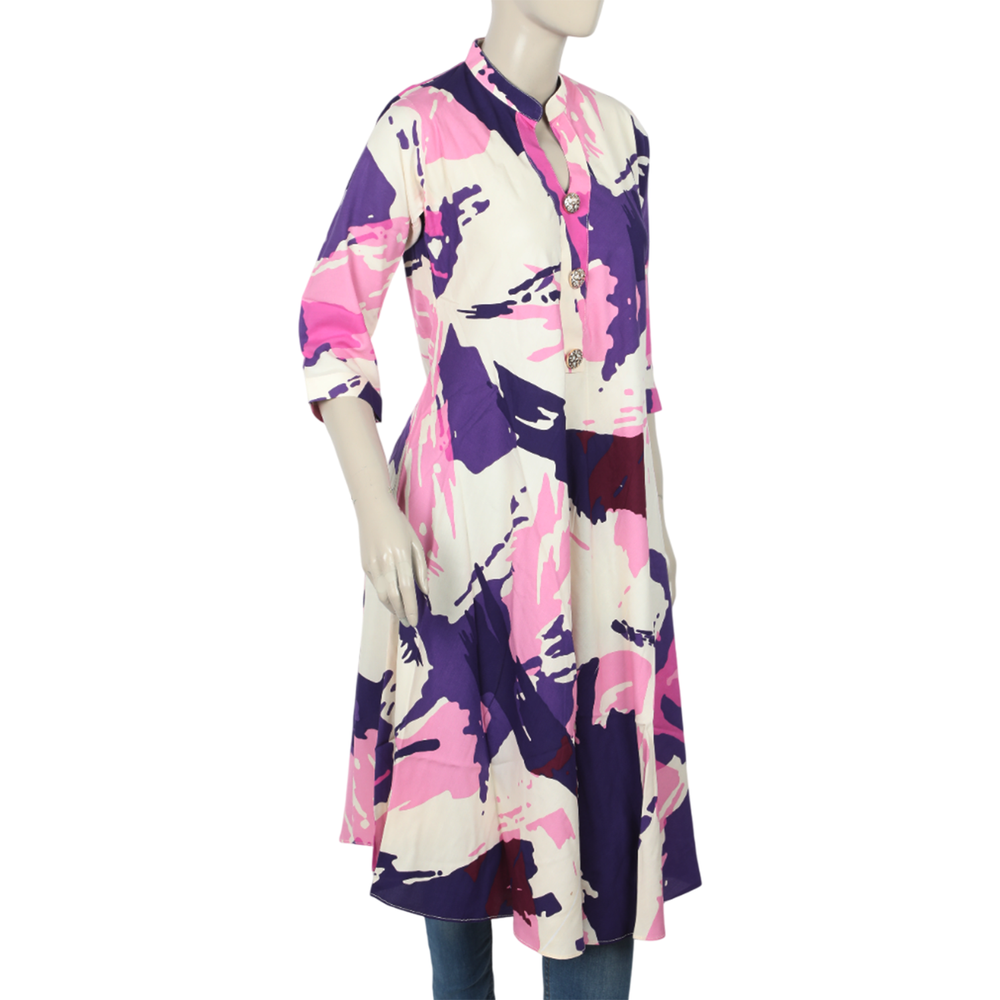 Women's Jalpari Printed Kurti - Purple, Women Ready Kurtis, Chase Value, Chase Value