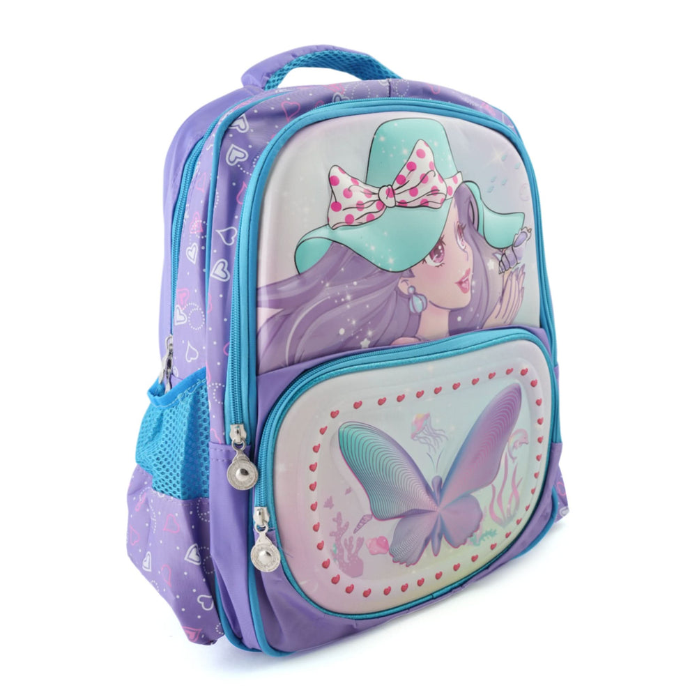 Kids Character Backpack – 18" School Bag with Cartoon Print - Purple, School Bags, Chase Value, Chase Value