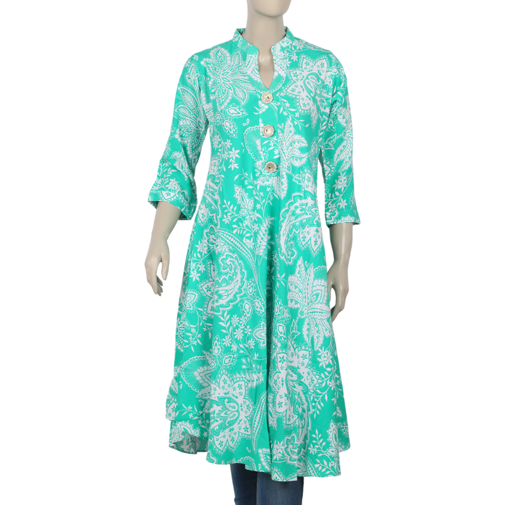 Women's Jalpari Printed Kurti - Sea Green, Women Ready Kurtis, Chase Value, Chase Value