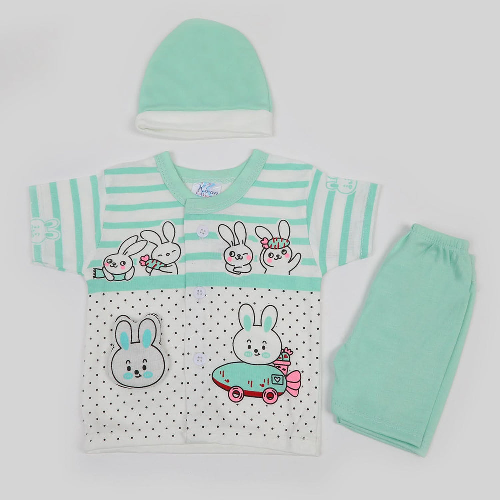Newborn Girls Half Sleeves Suit - Sea Green, Newborn Girls Sets & Suits, Chase Value, Chase Value
