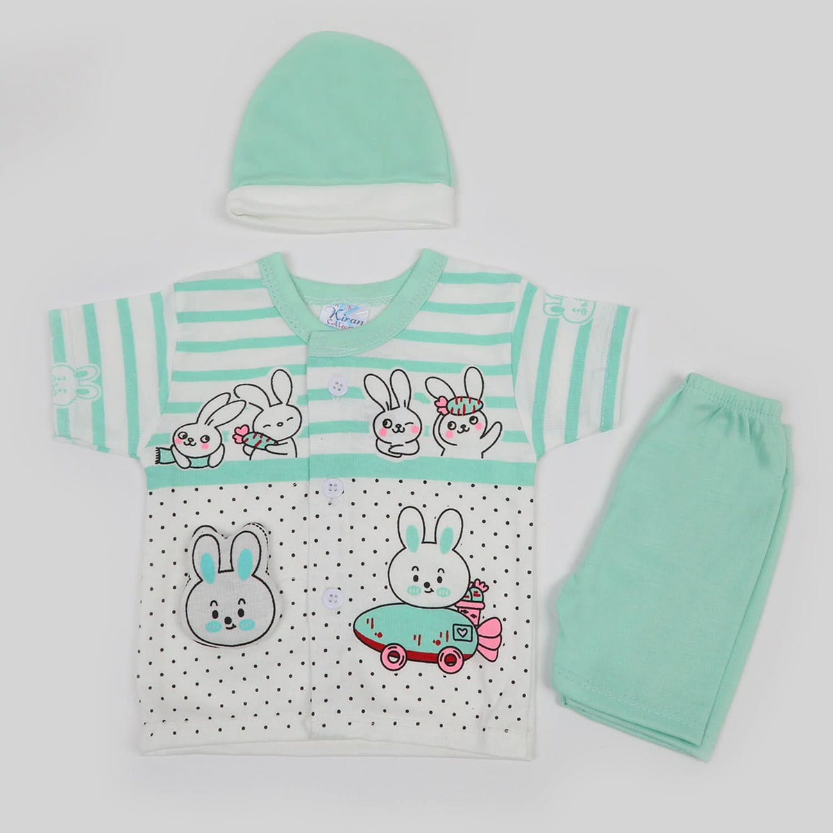 Newborn Girls Half Sleeves Suit - Sea Green, Newborn Girls Sets & Suits, Chase Value, Chase Value