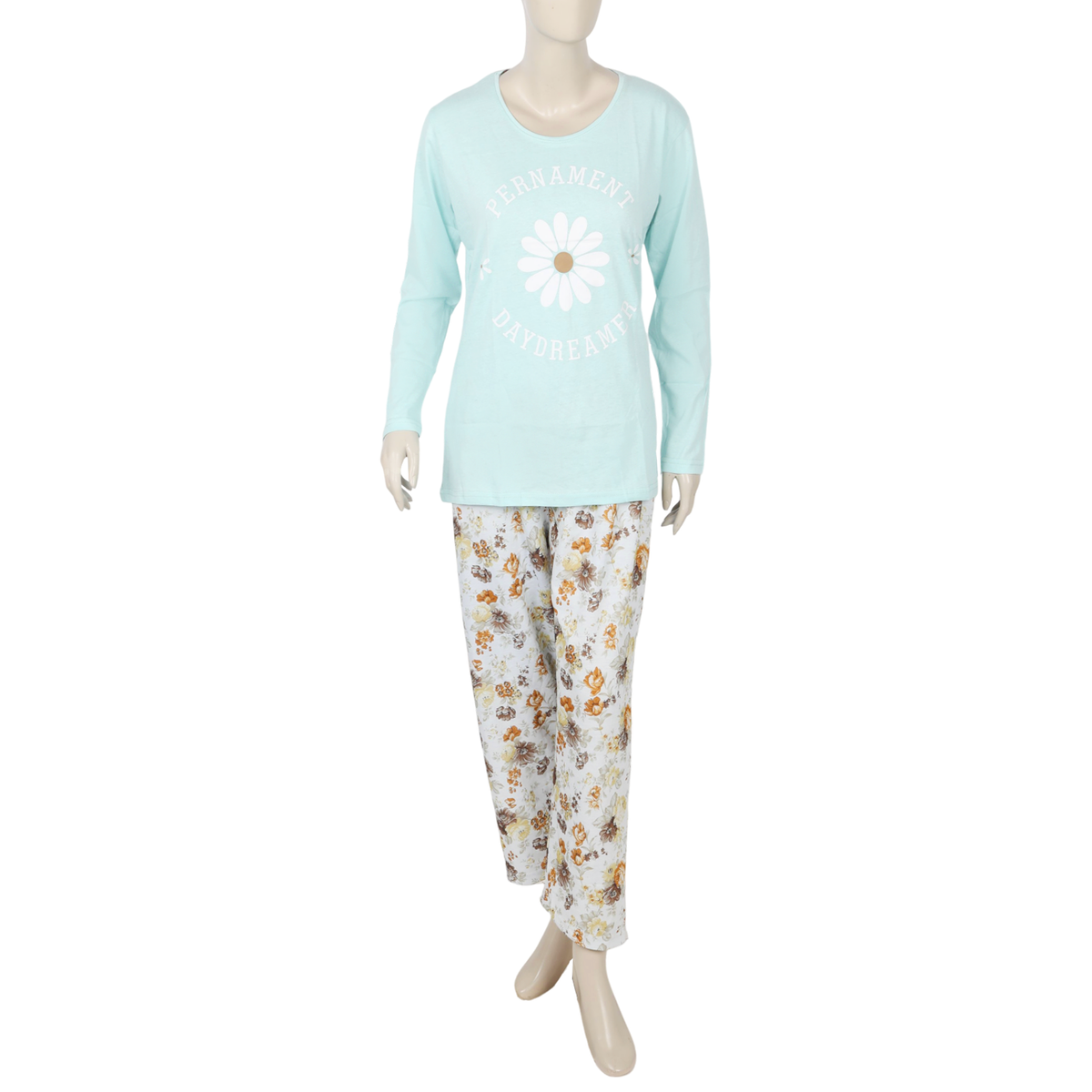 Women's Full Sleeves Night Suit - Steel Green, Women Night Suit, Chase Value, Chase Value