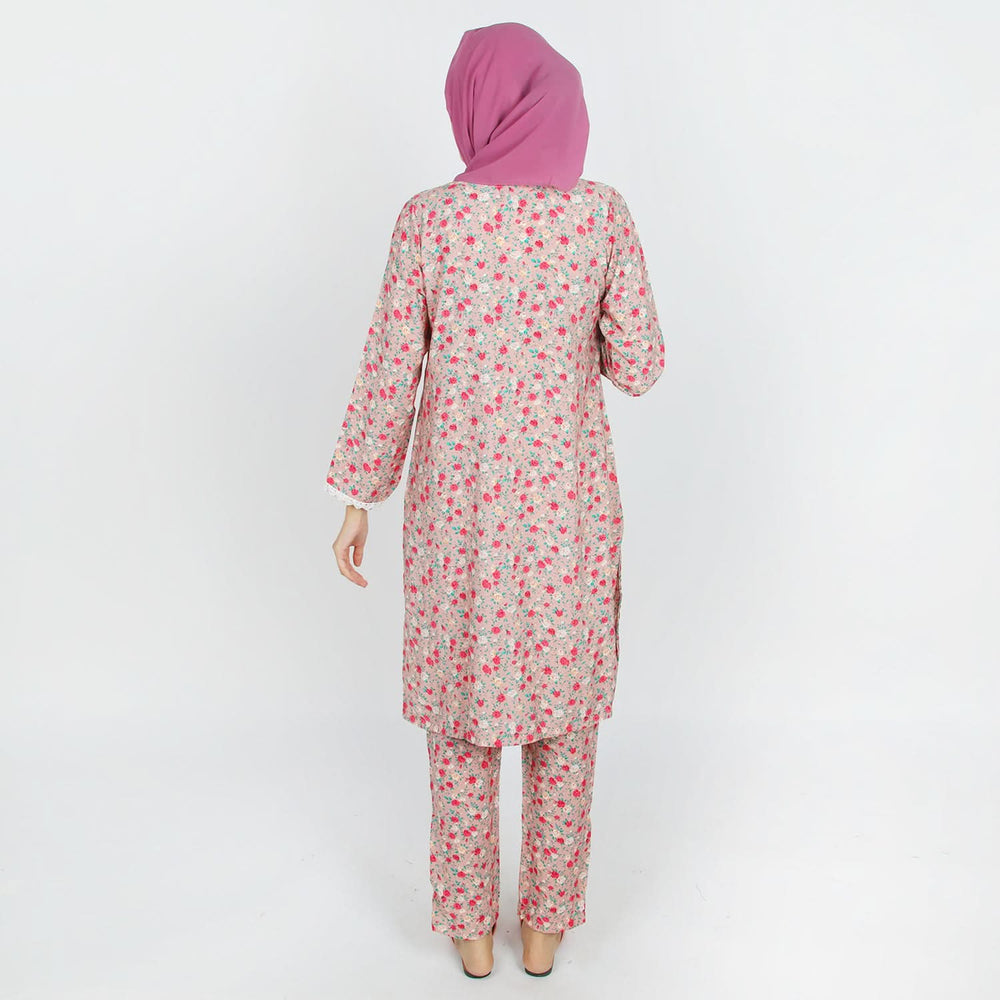 Women's Printed Linen Co-Ord Set - Tea Pink, Women Co-Ord Set, Chase Value, Chase Value