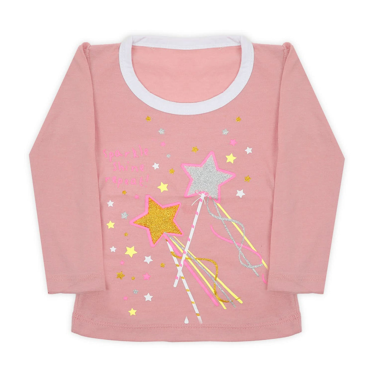 Girls Full Sleeves T-Shirt - Tea Pink, Girls T-Shirts, Chase Value, Chase Value