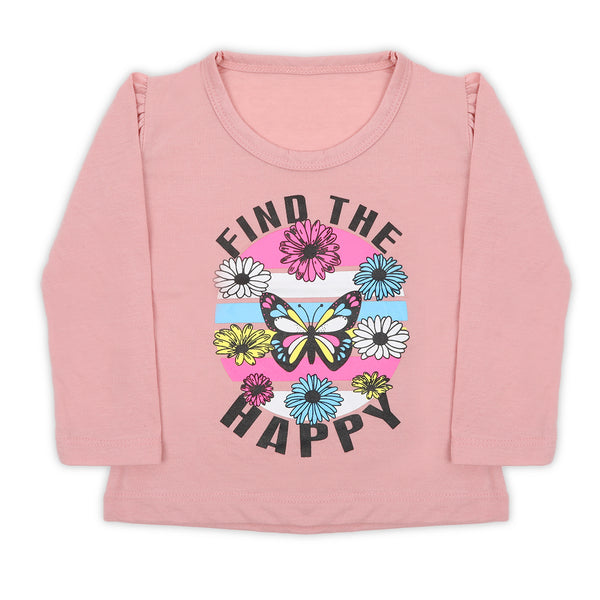 Girls Full Sleeves T-Shirt - Tea Pink