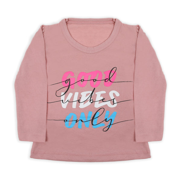 Girls Full Sleeves T-Shirt - Tea Pink