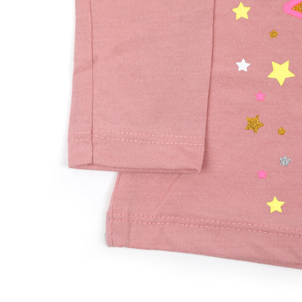 Girls Full Sleeves T-Shirt - Tea Pink