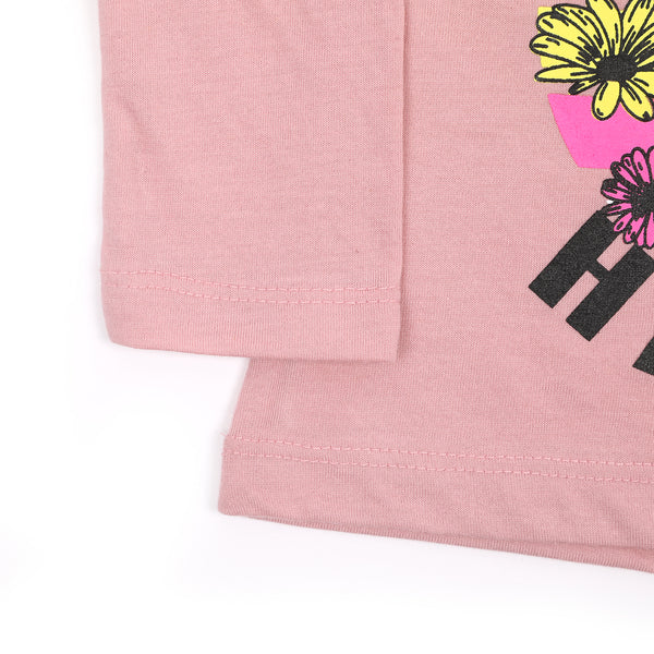 Girls Full Sleeves T-Shirt - Tea Pink