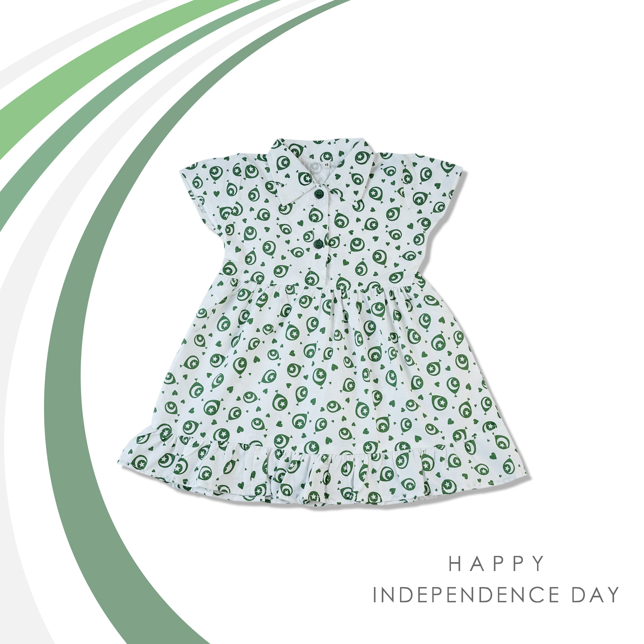 Girls Printed Azadi Frock - White, Girls Frocks, Valuable, Chase Value