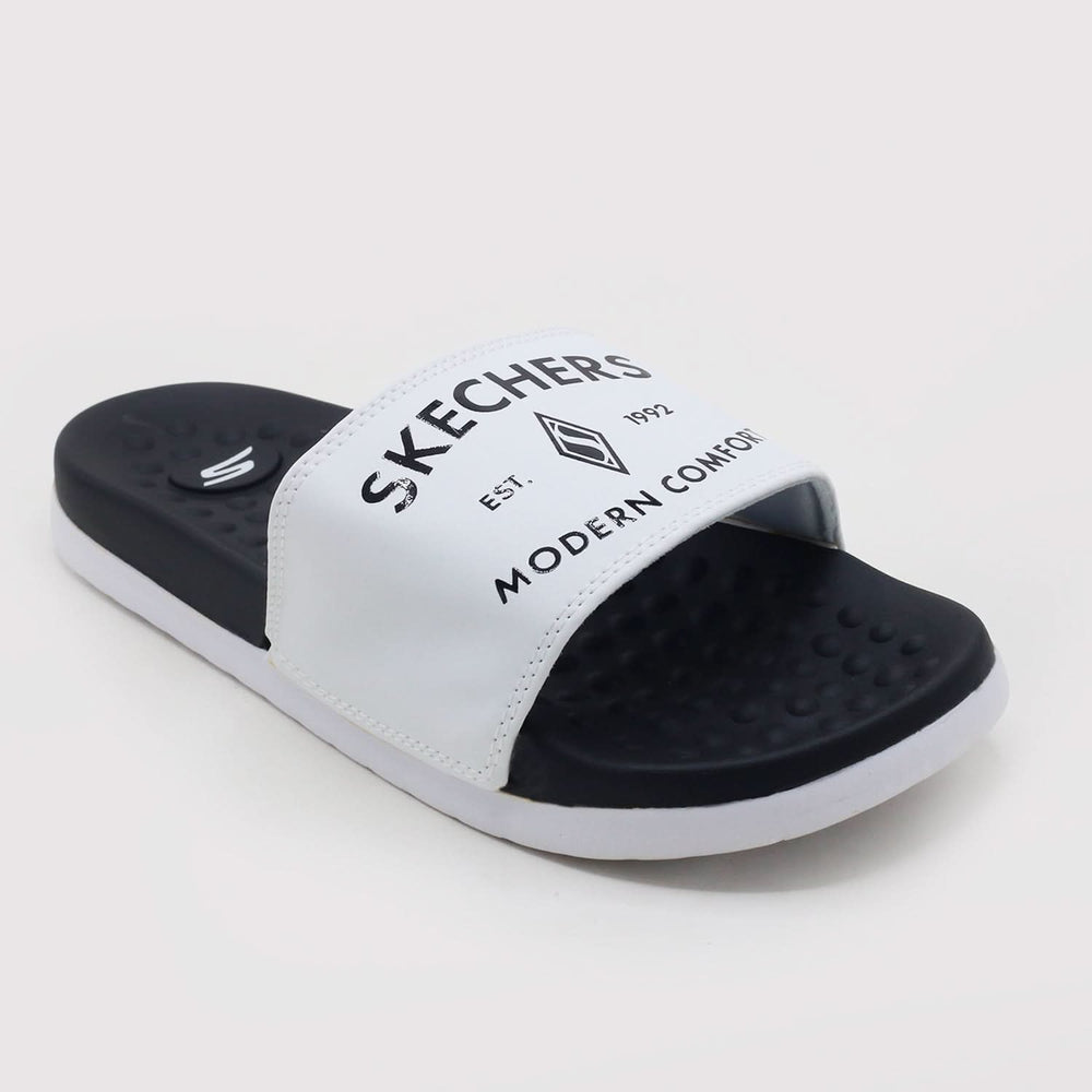 Skechers Modern Comfort Slider For Men - White, Men's Slippers, Chase Value, Chase Value