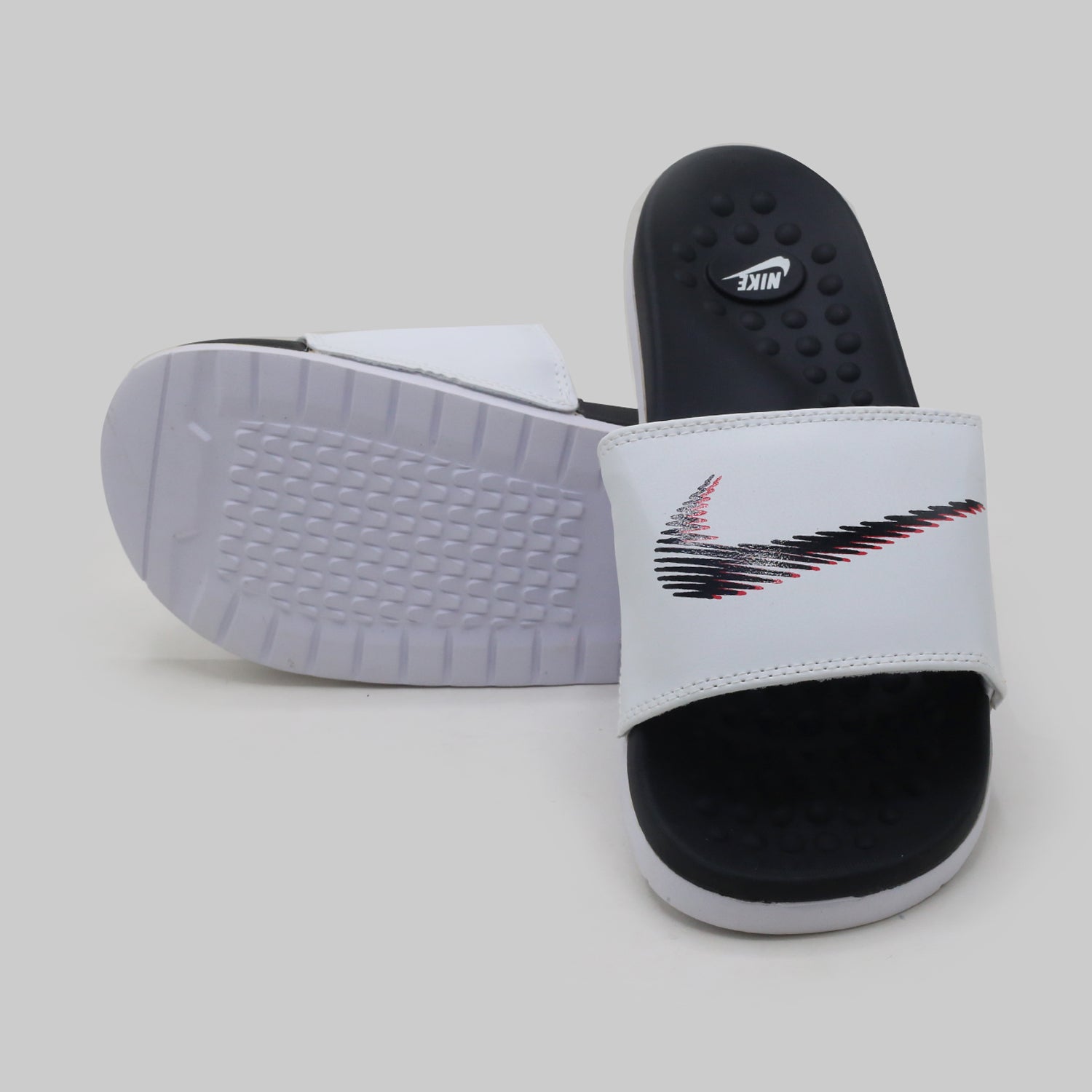 Synthetic Slip On Flat Nike 22 Slider - White, Men's Slippers, Chase Value, Chase Value