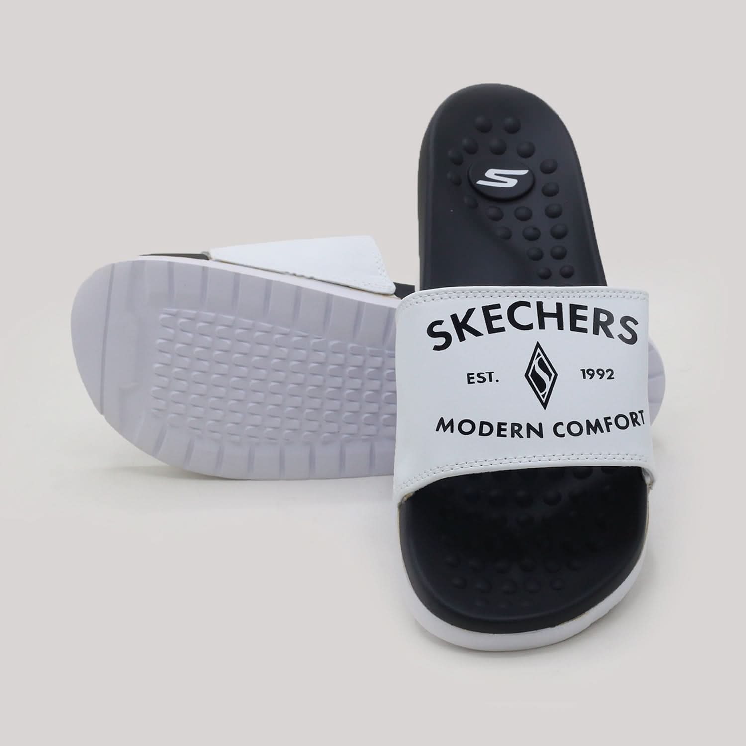 Skechers Modern Comfort Slider For Men - White, Men's Slippers, Chase Value, Chase Value