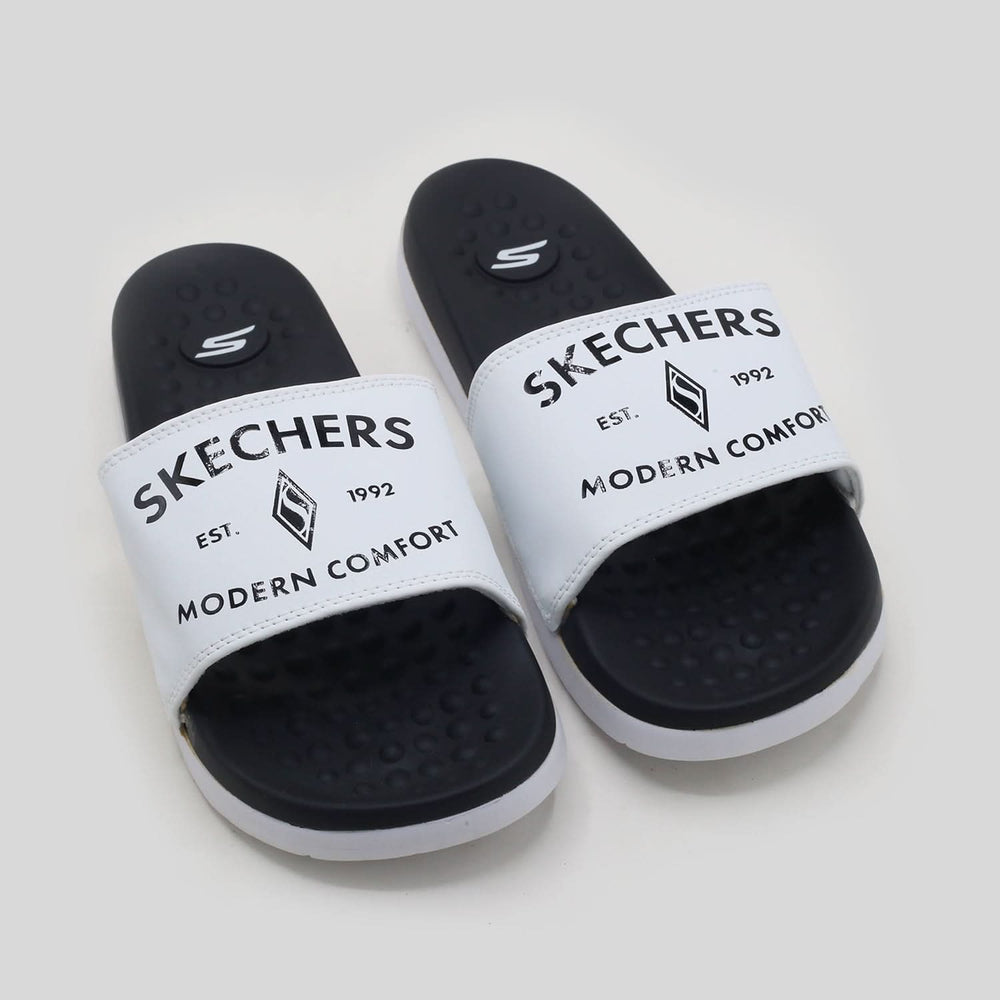 Skechers Modern Comfort Slider For Men - White, Men's Slippers, Chase Value, Chase Value