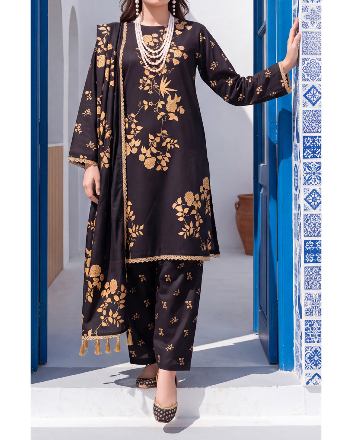Colors Coco Cambric Printed Suit - 3 Pc by Al-Zohaib