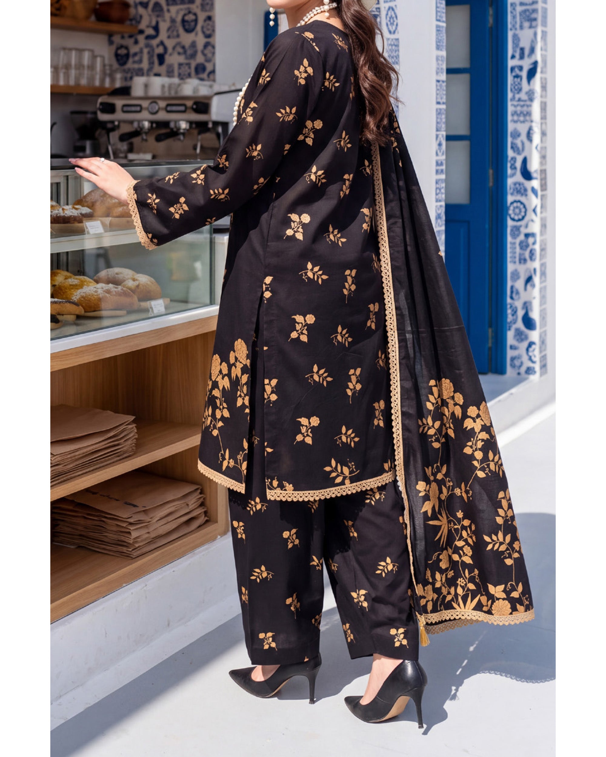 Colors Coco Cambric Printed Suit - 3 Pc by Al-Zohaib