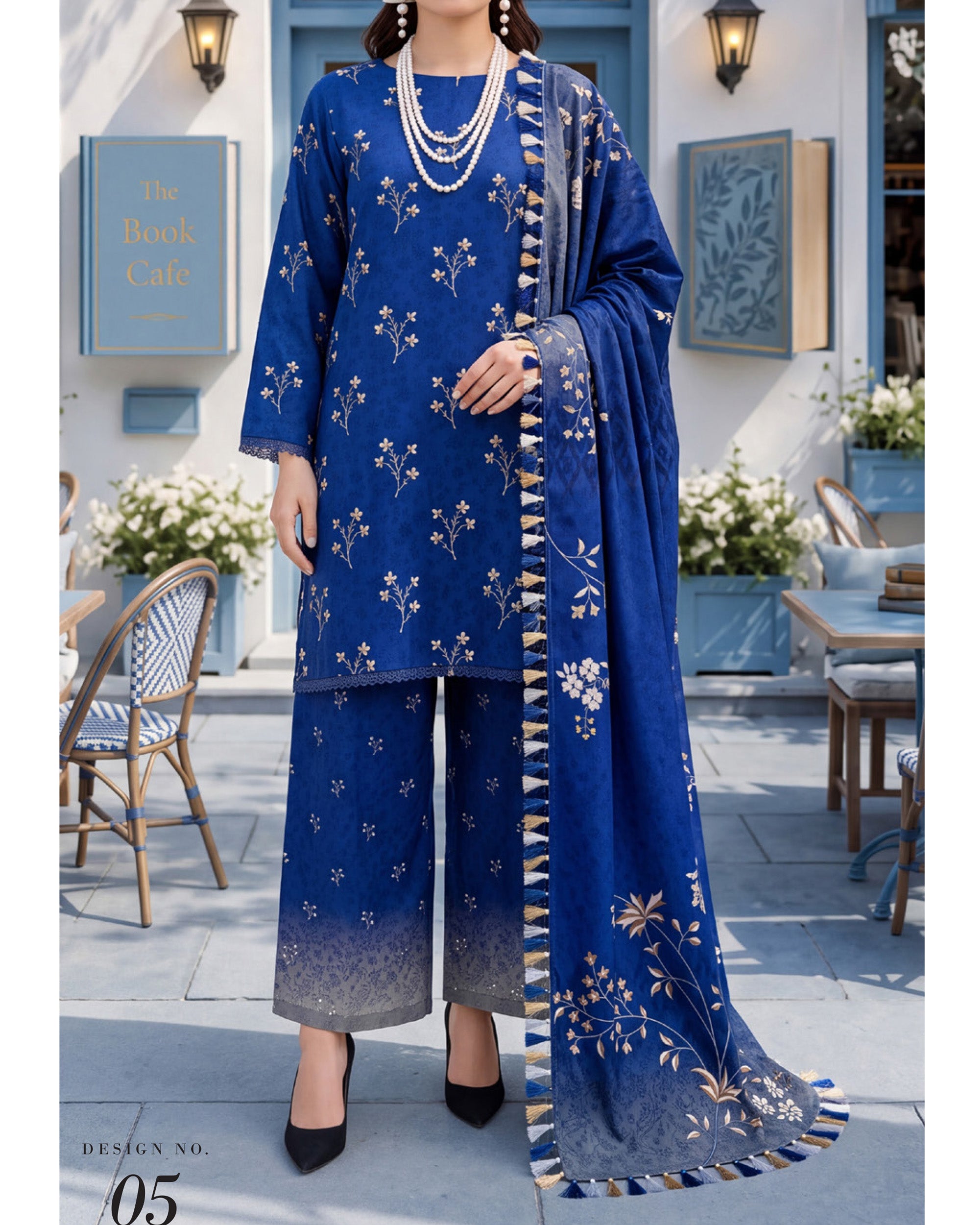 Colors Coco Cambric Printed Suit - 3 Pc by Al-Zohaib
