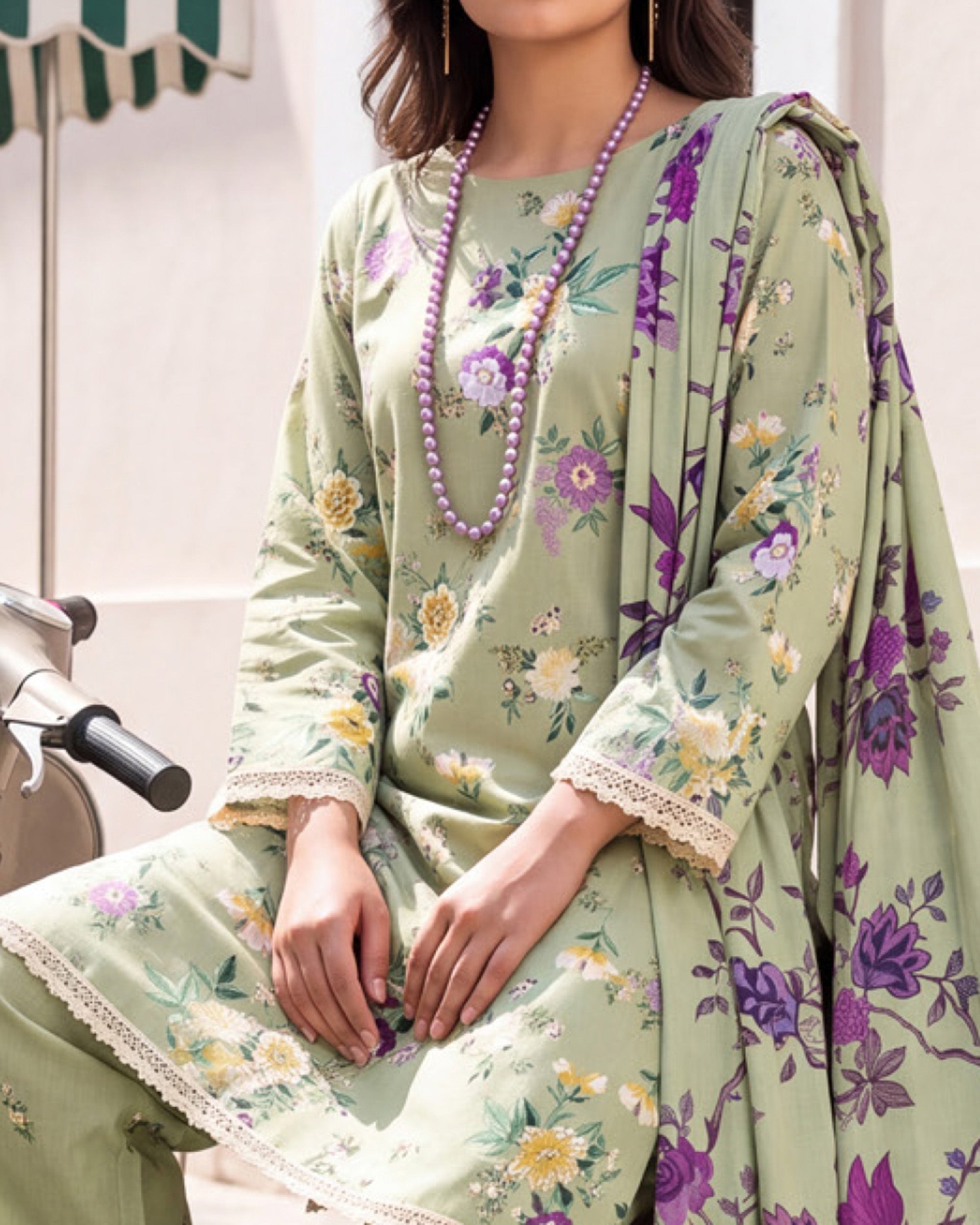 Colors Coco Cambric Printed Suit - 3 Pc by Al-Zohaib