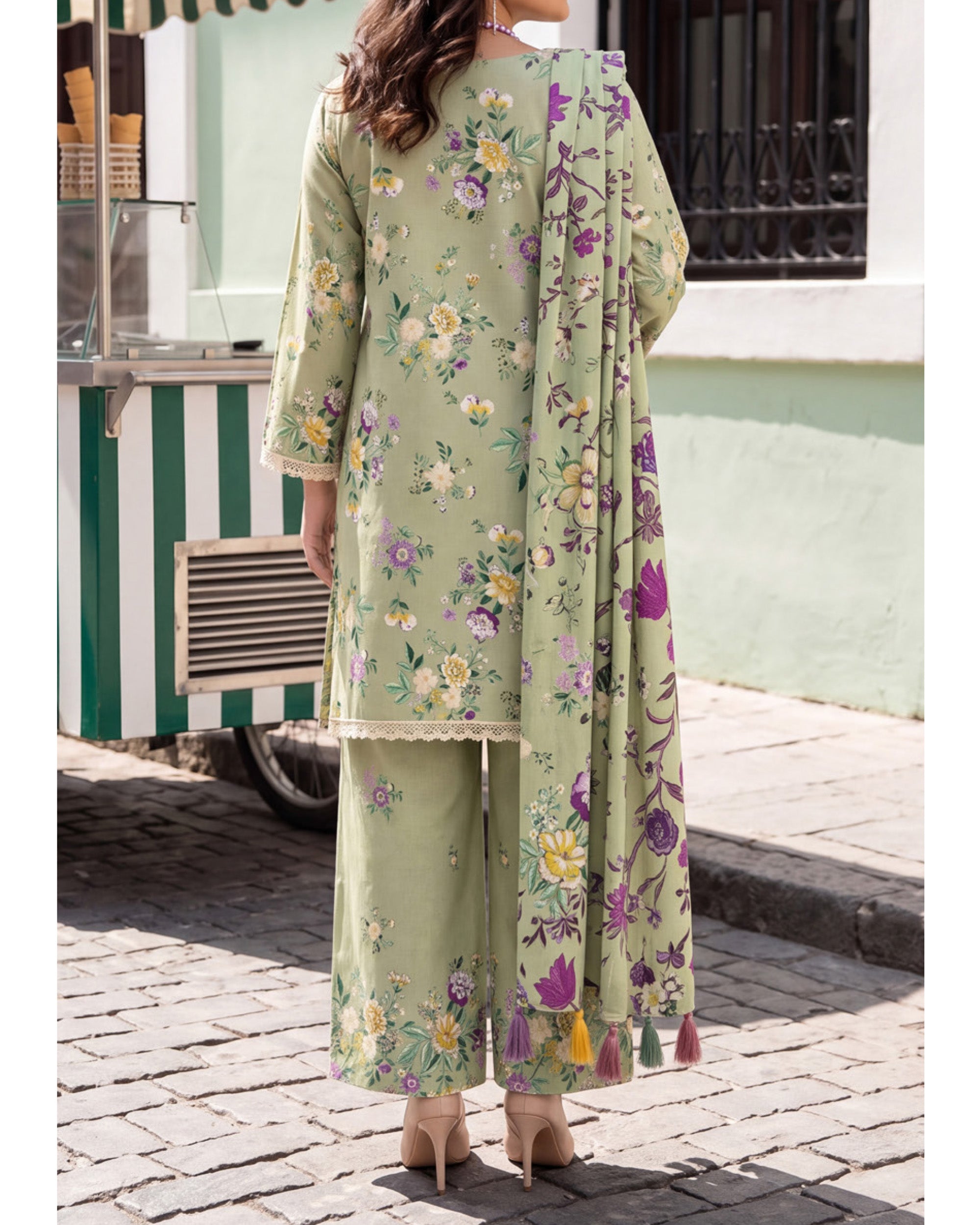 Colors Coco Cambric Printed Suit - 3 Pc by Al-Zohaib