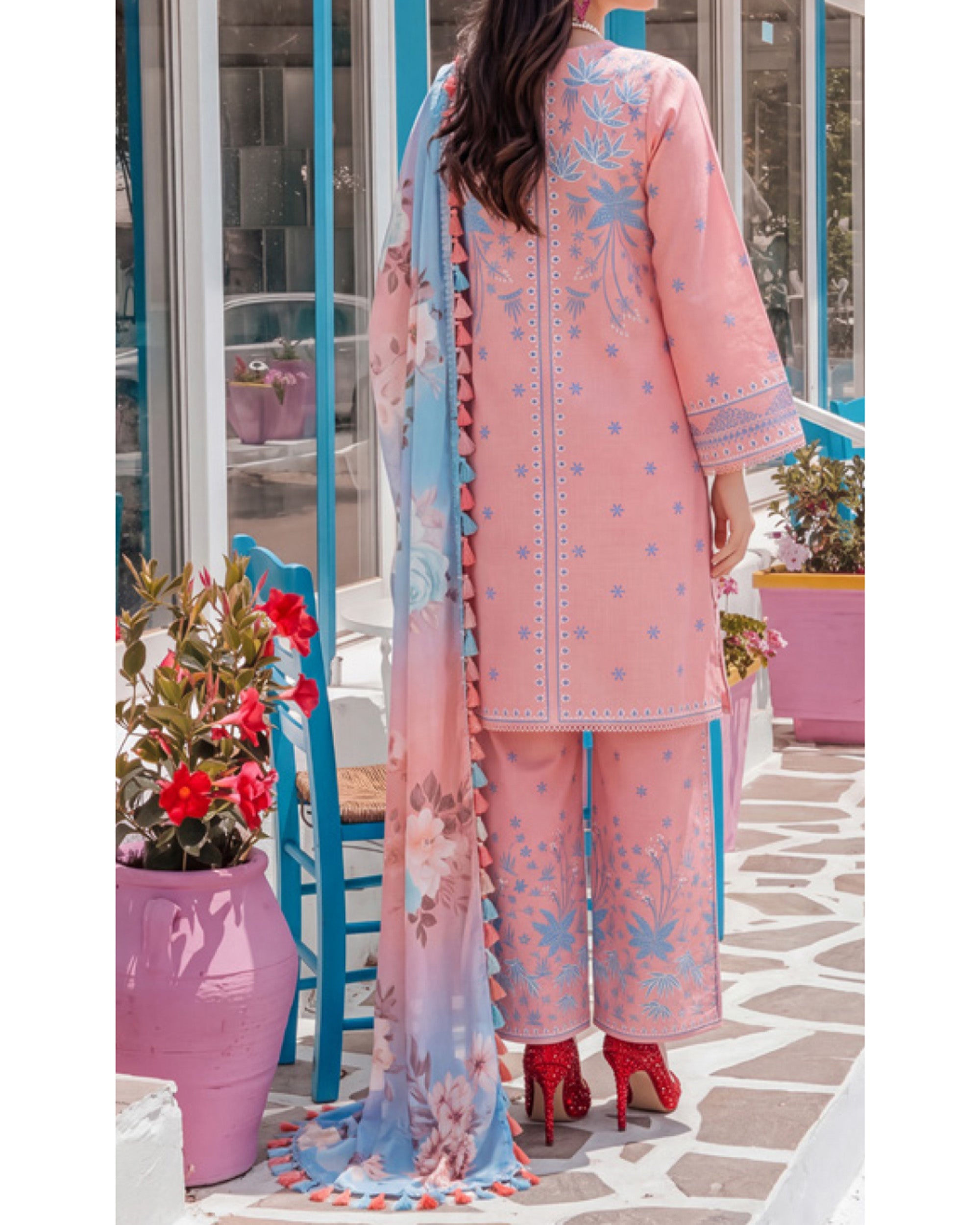 Colors Coco Cambric Printed Suit - 3 Pc by Al-Zohaib