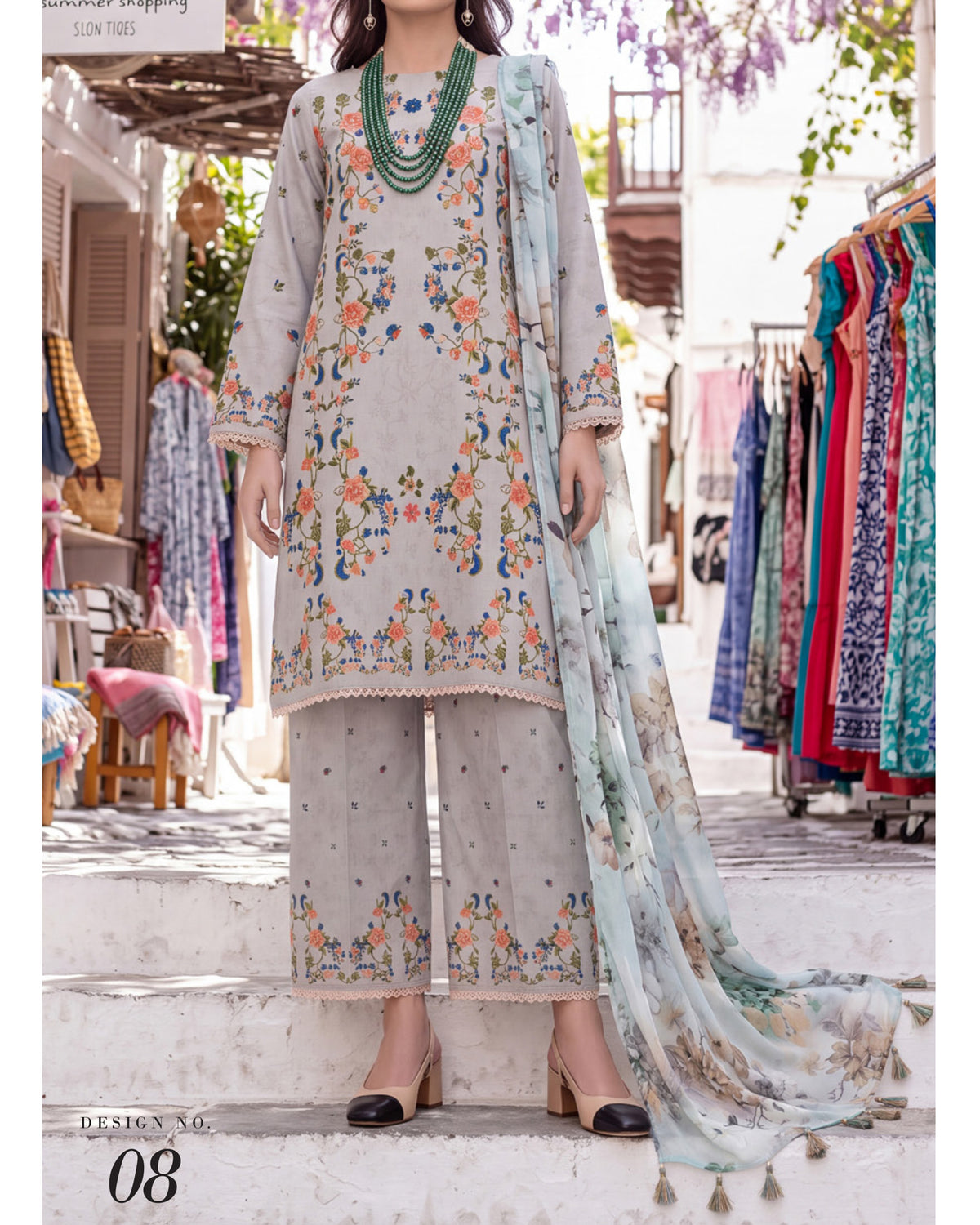 Colors Coco Cambric Printed Suit - 3 Pc by Al-Zohaib