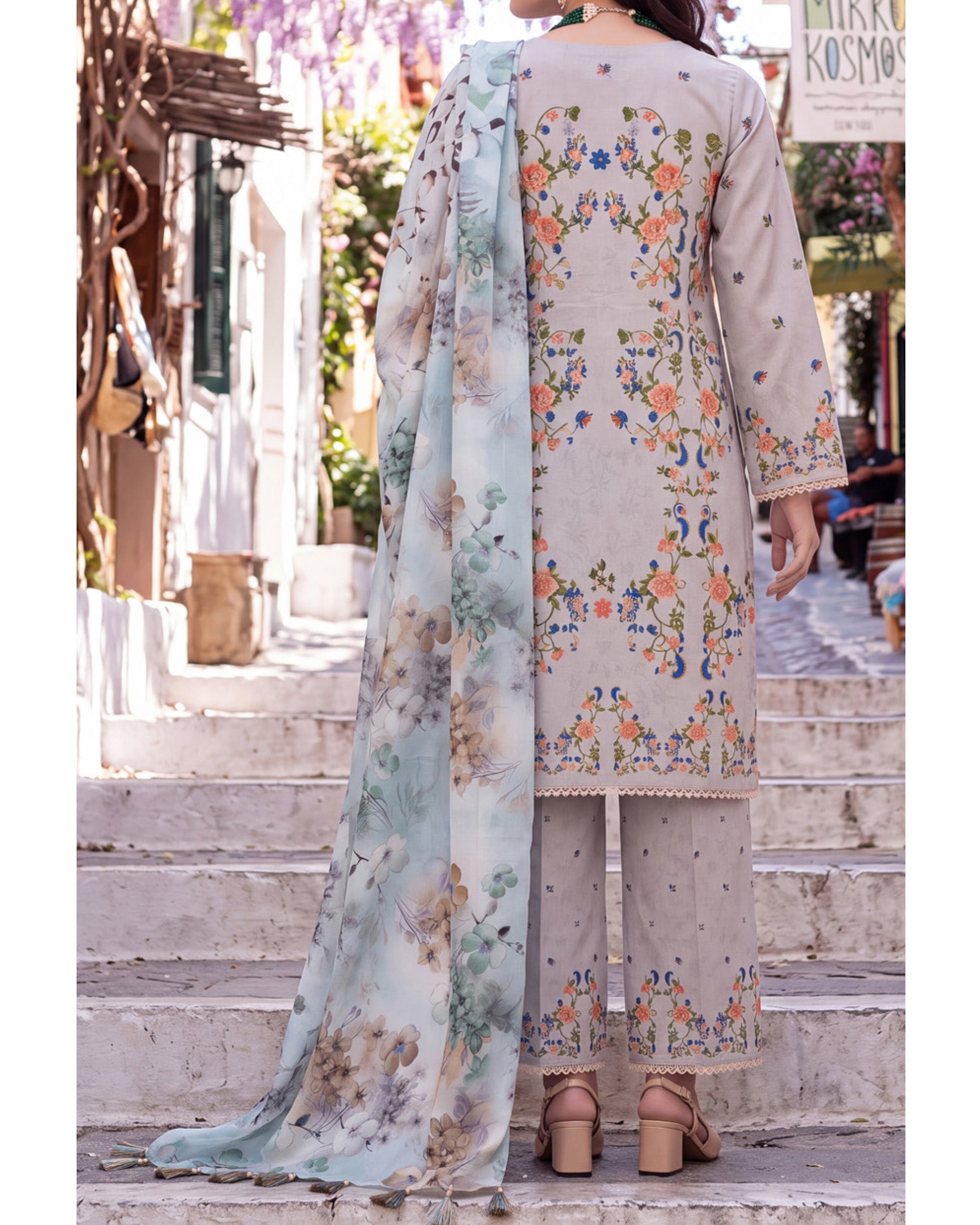 Colors Coco Cambric Printed Suit - 3 Pc by Al-Zohaib