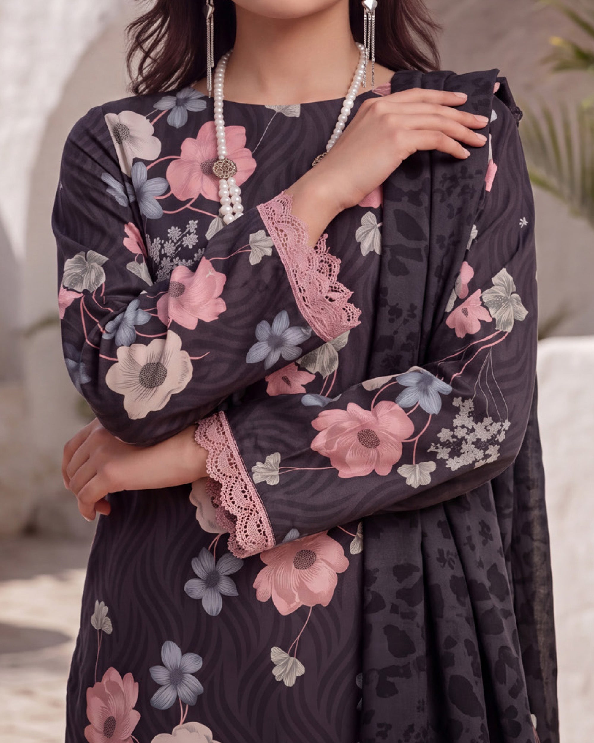 Colors Coco Cambric Printed Suit - 3 Pc by Al-Zohaib