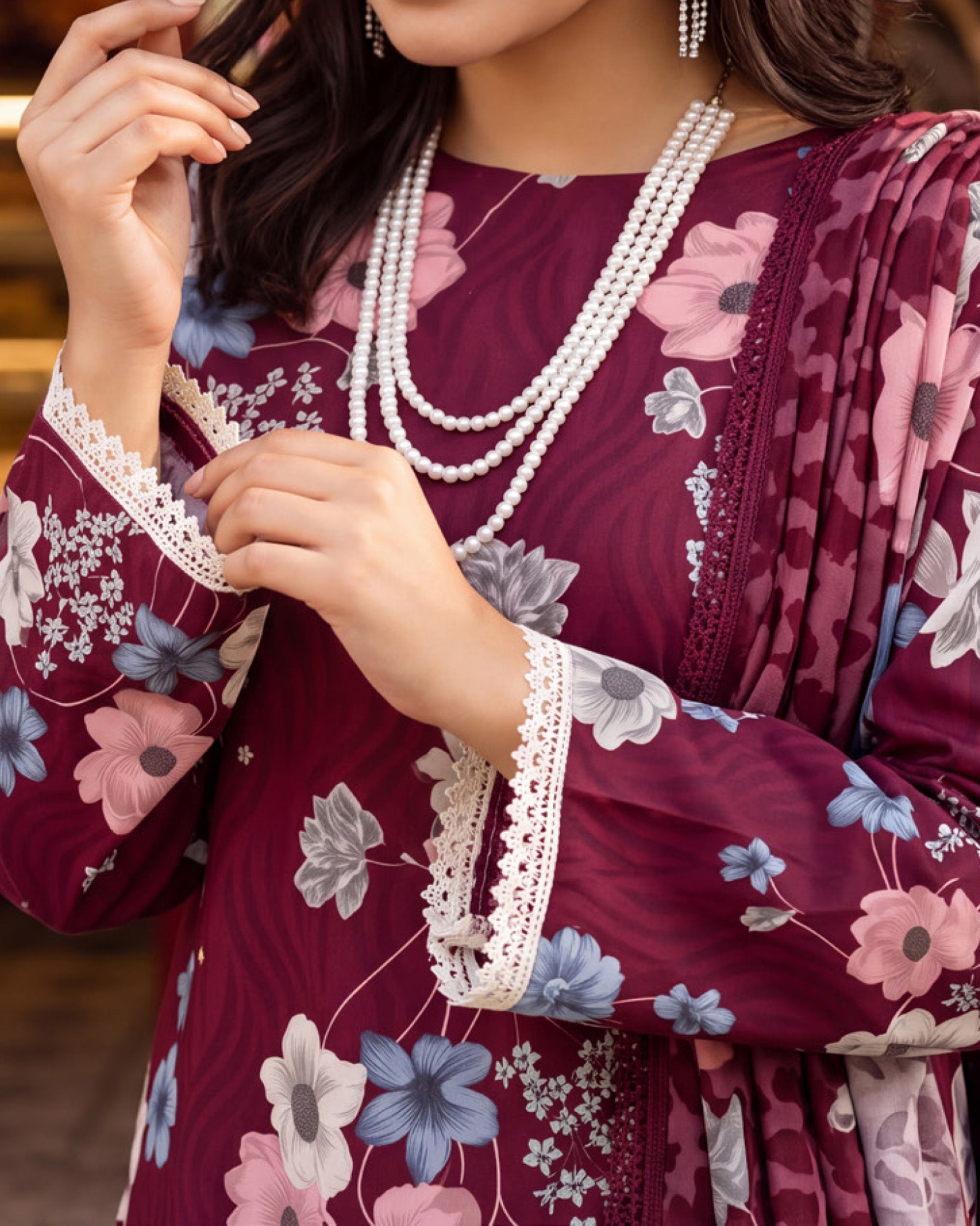Colors Coco Cambric Printed Suit - 3 Pc by Al-Zohaib