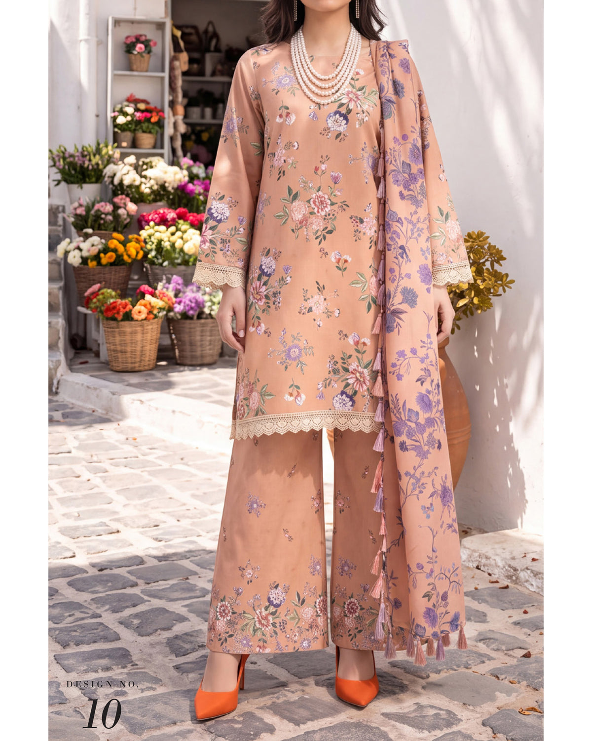 Colors Coco Cambric Printed Suit - 3 Pc by Al-Zohaib